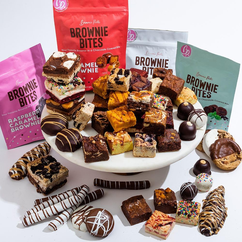 Gourmet Chocolate Brownie Gift Box - Assorted Sweet Treats Including Fudge Brownies, Bruffles, Buckeyes, Cookies & Pretzels | Elegant Gift Box with Bow | Perfect for Holidays, Birthdays & Corporate Gifting