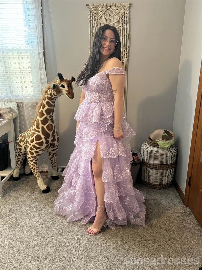 Elegant Light Purple A-Line Off-Shoulder Long Prom Dress for Women | Formal Evening Gown 13733 | Perfect for Homecoming, Wedding Guest, and Special Occasions