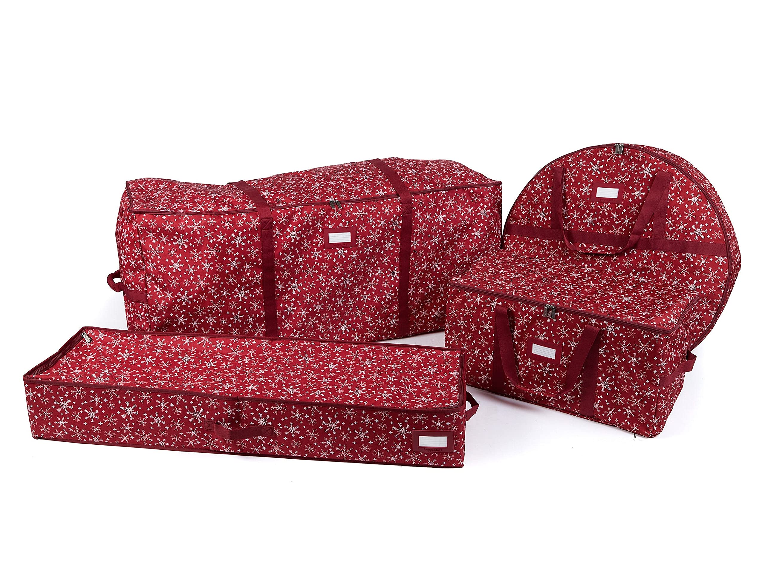 Covermates Keepsakes Christmas Storage Set - Tree Storage Bag, Deluxe Gift Wrap, Ornament Storage Bag - Premium Holiday Protection (Red Snowflake Design) - Perfect for Organizing and Safeguarding Christmas Decorations