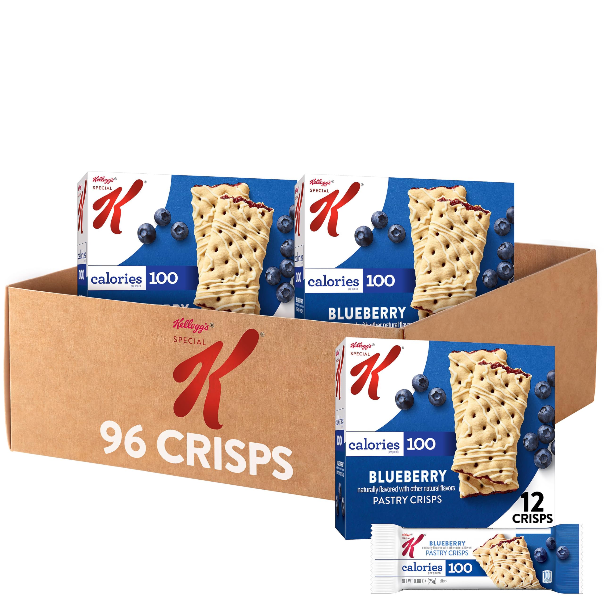 Special K Bar Pastry Crisps - 100 Calorie Blueberry Breakfast Bars (8 Boxes, 96 Count) | Healthy On-the-Go Snack for Work, School & Travel