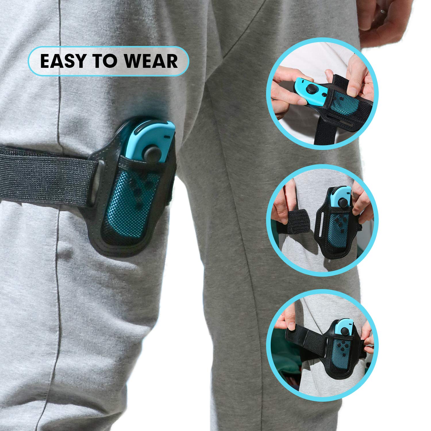 HEATFUN Leg Strap for Nintendo Switch Ring Fit Adventure & Switch Sports - 2 Pack Comfortable Adjustable Workout Accessories for Fitness Gaming at Home
