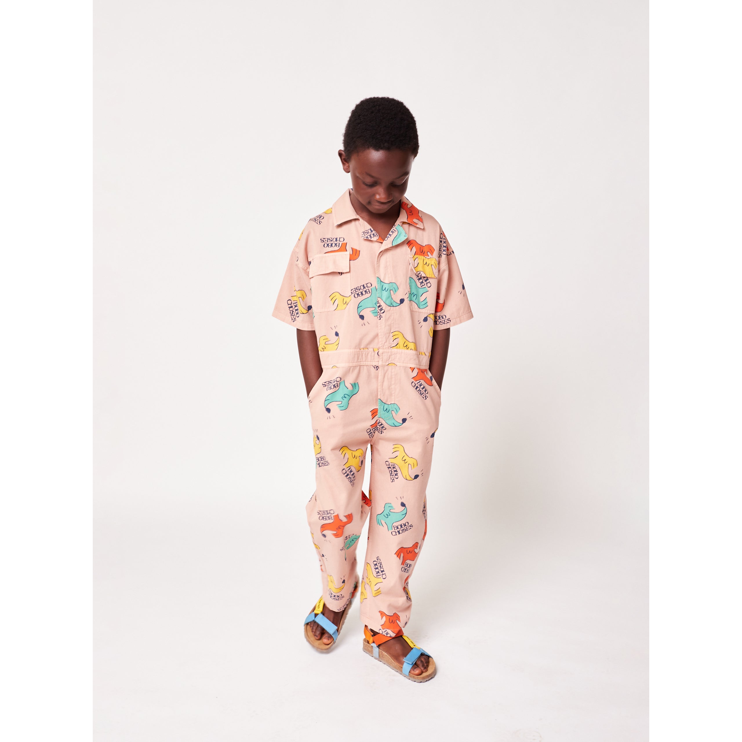 Bobo Choses Sniffy Dog Denim Overalls for Kids | Cute Animal Print Jumpsuit | Playtime & Casual Wear