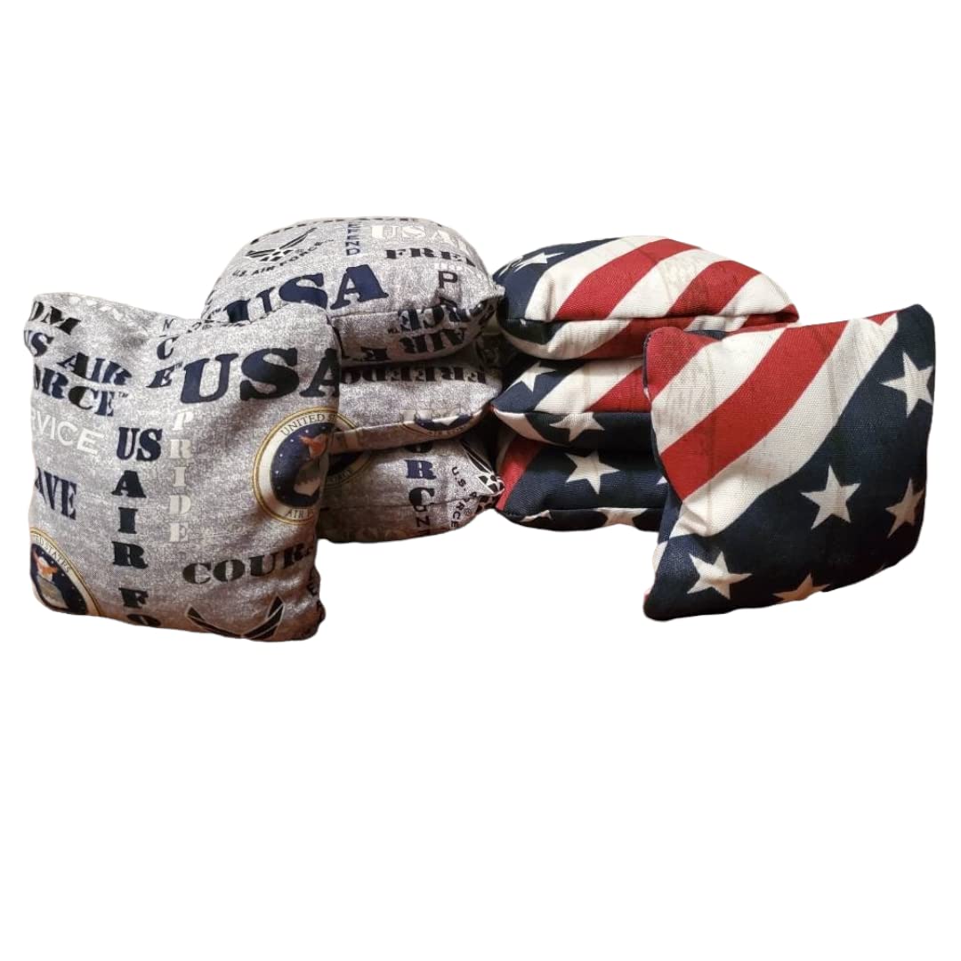 Premium USAF Cornhole Bags Set of 8 - Official Air Force Design - Perfect for Backyard Games, Tailgating & Military-Themed Parties