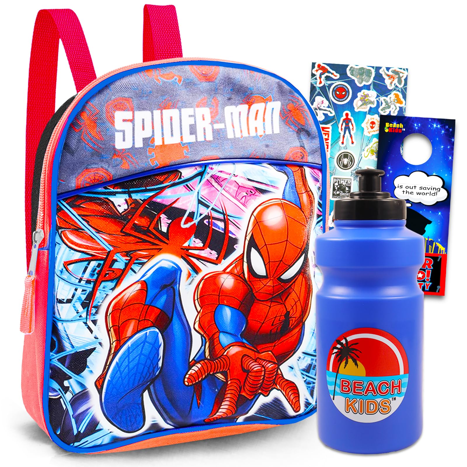 Marvel Spiderman Mini Backpack for Kids - 4 Piece School Supply Set with 11