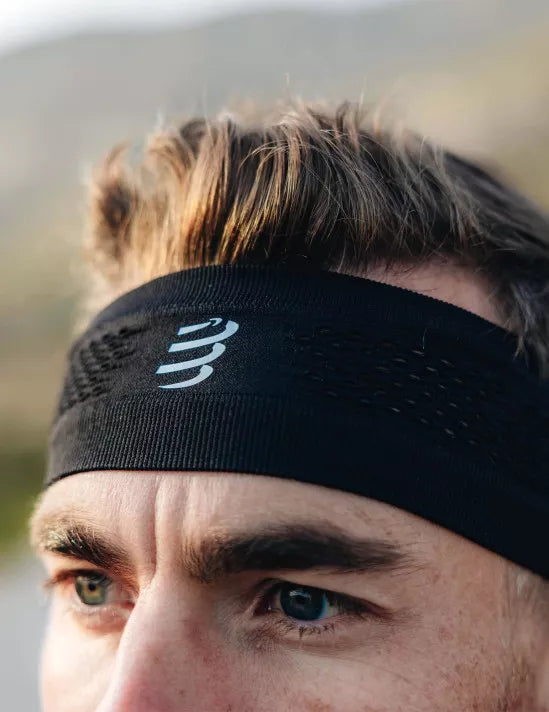 Compressport Unisex Thin Headband On/Off - Sweat-Wicking Sports Headband for Running, Cycling, Yoga & Workouts - Black
