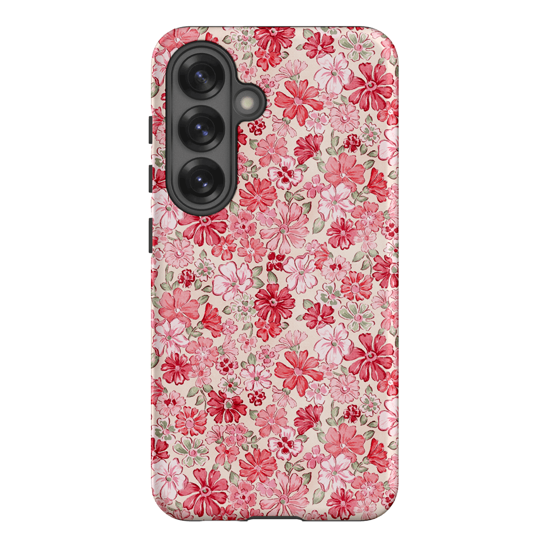 Strawberry Kiss Pink Floral Phone Case for iPhone 14/13/12/11 Pro Max - Cute Aesthetic Flower Design Protective Cover - Perfect for Women Girls Daily Use & Gift Giving