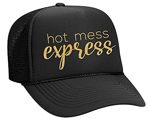 Hot Mess Express Glitter Trucker Hat for Women - Funny Trendy Baseball Cap for Parties, Festivals & Everyday Wear - Sparkly Adjustable Dad Hat