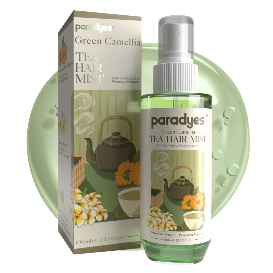 Paradyes Green Camellia Tea Hair Perfume Spray - Hydrating & Calming Scent for All Hair Types | Men & Women | 100ml | Long-Lasting Fragrance for Daily Styling & Special Occasions