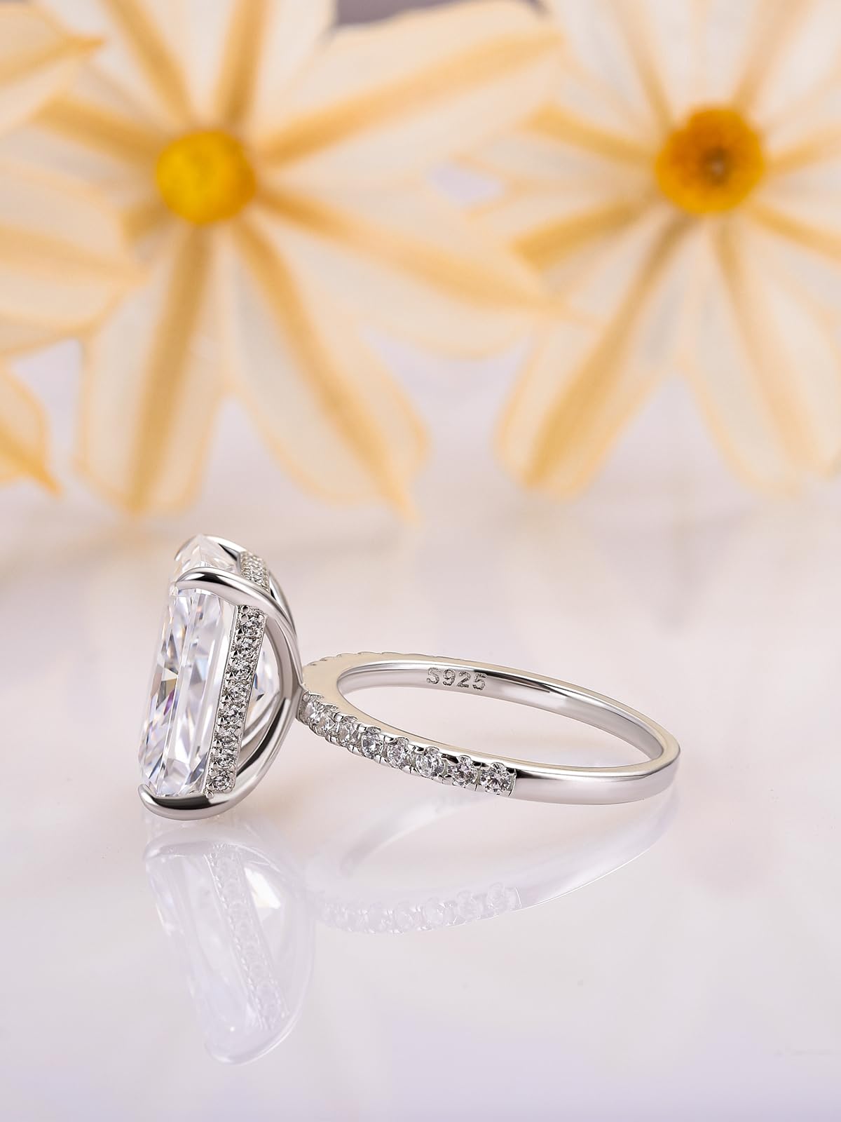 3.5/7.0 Carat Radiant Cut Simulated Diamond Engagement Ring for Women - 925 Sterling Silver Wedding Promise Ring - Perfect for Proposals, Anniversaries & Special Occasions