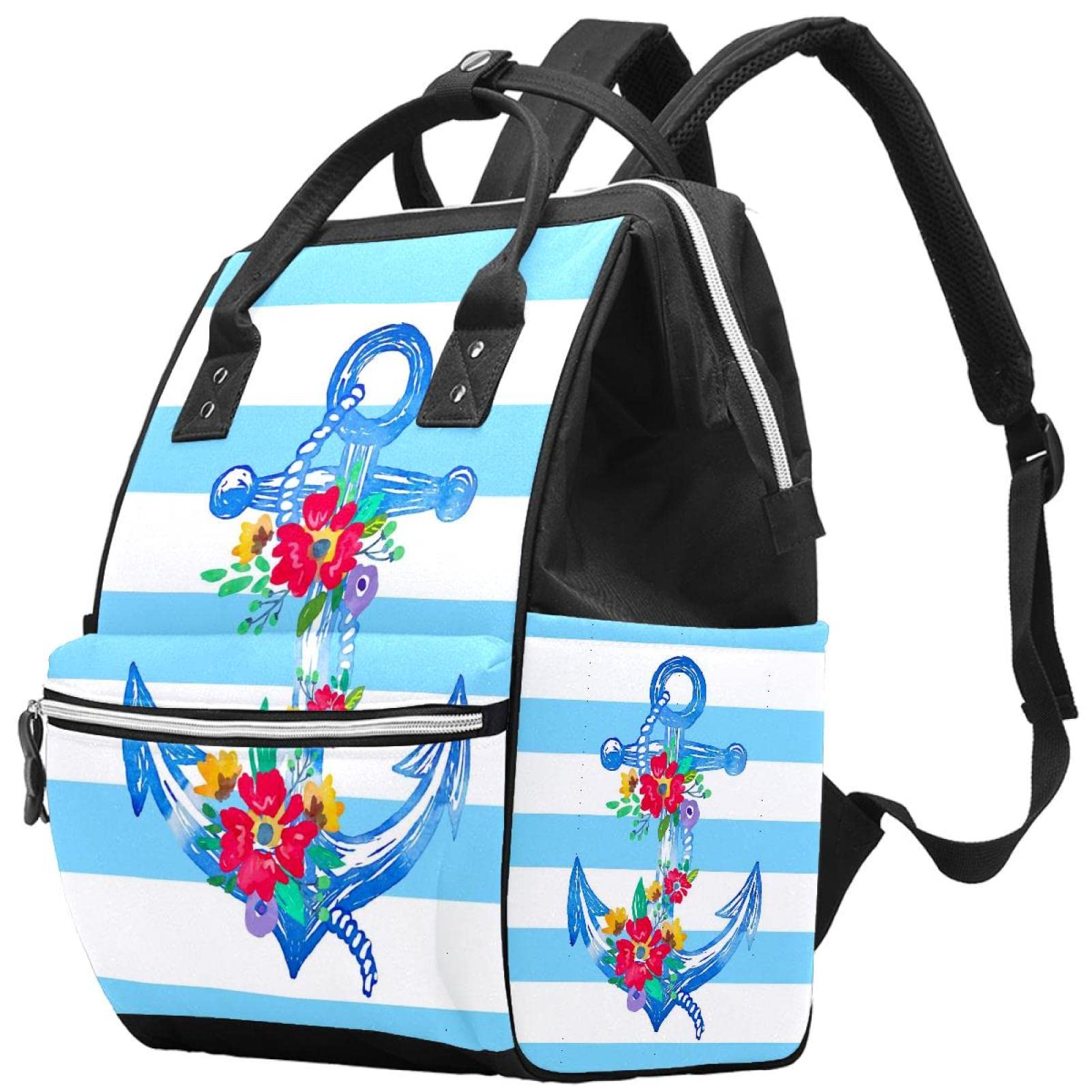 **Anchor Flowers Diaper Backpack - Stylish & Spacious Baby Bag for Moms & Dads - Perfect for Travel, Daycare & Outings**