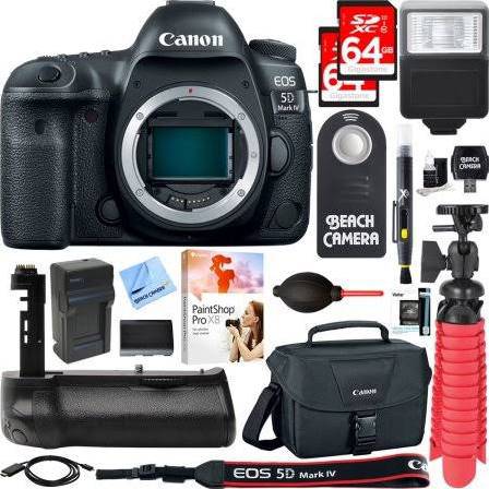Canon EOS 5D Mark IV DSLR Camera with GPS, WiFi & NFC | 30.4MP Full Frame | Includes Extra Battery, Tripod & 64GB Memory Card | Perfect for Professional Photography, Travel & Videography