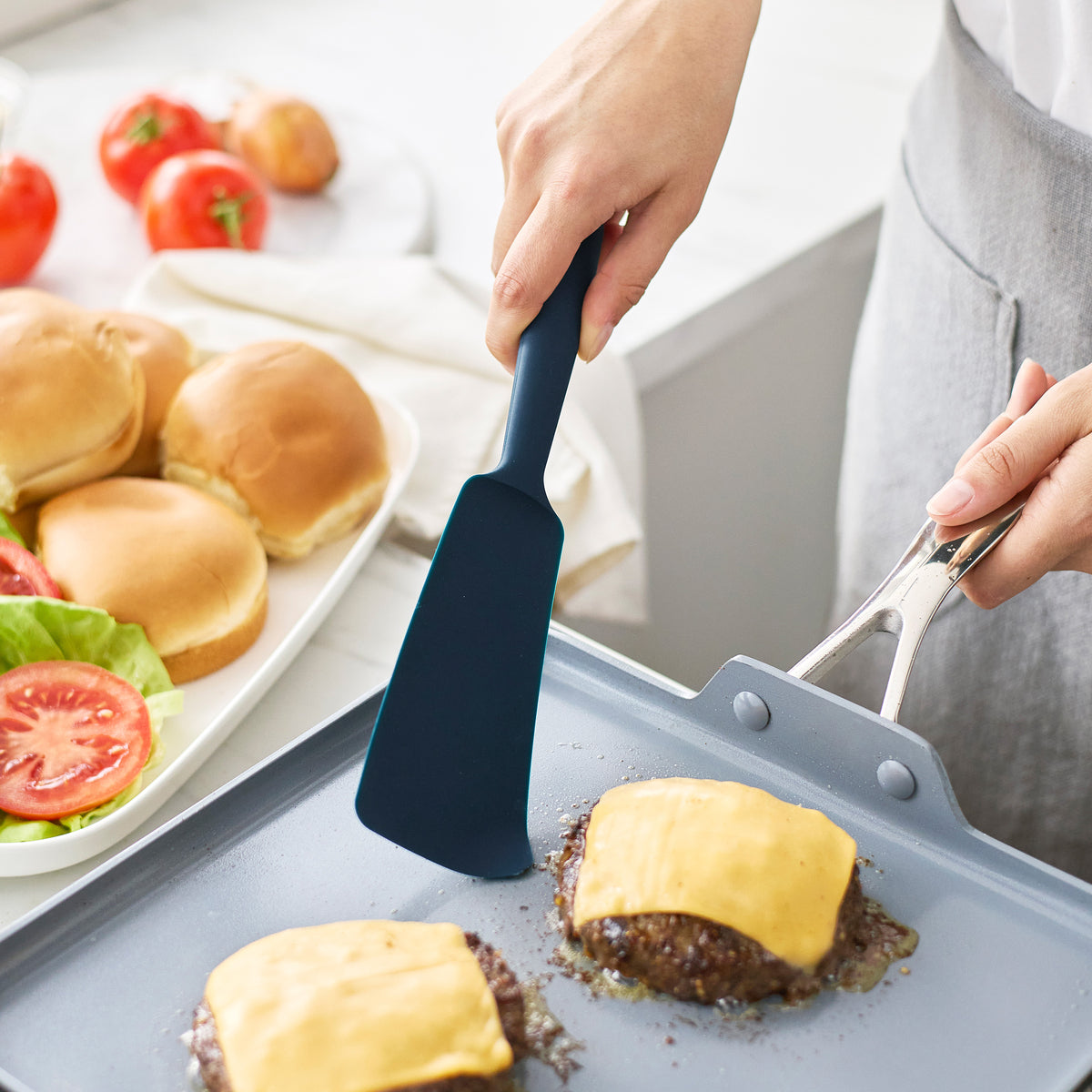 Premium Silicone 6-Piece Kitchen Utensil Set - Non-Slip Heat Resistant Cooking Tools with Ergonomic Handles (Oxford Blue) - Perfect for Baking, Frying, and Everyday Cooking