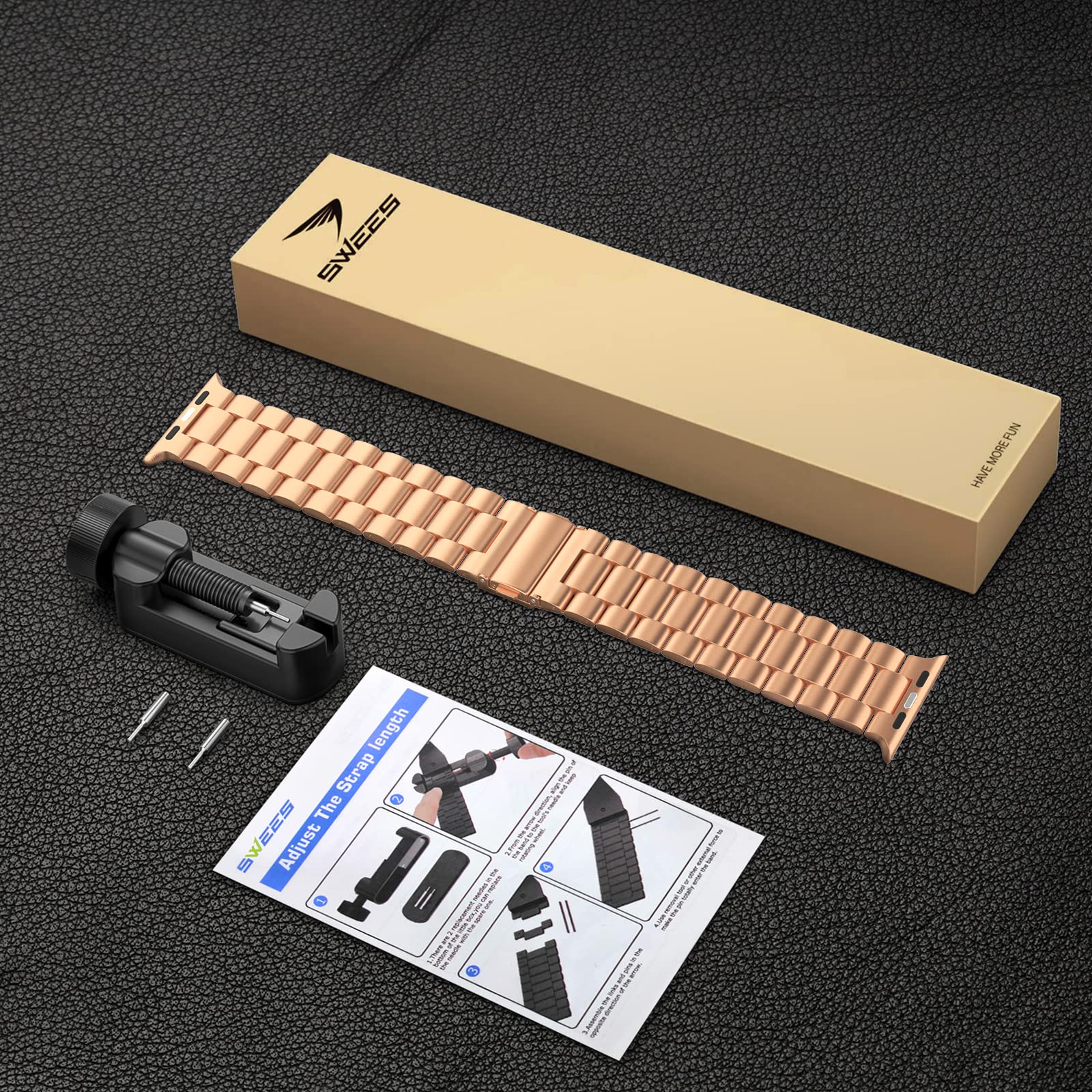 Premium Stainless Steel Apple Watch Band 45mm 44mm 42mm - Metal Replacement Strap Compatible with iWatch Series 7/6/5/4/3/2/1/SE - Rose Gold Luxury Bracelet for Men & Women - Perfect for Workouts, Business & Everyday Wear