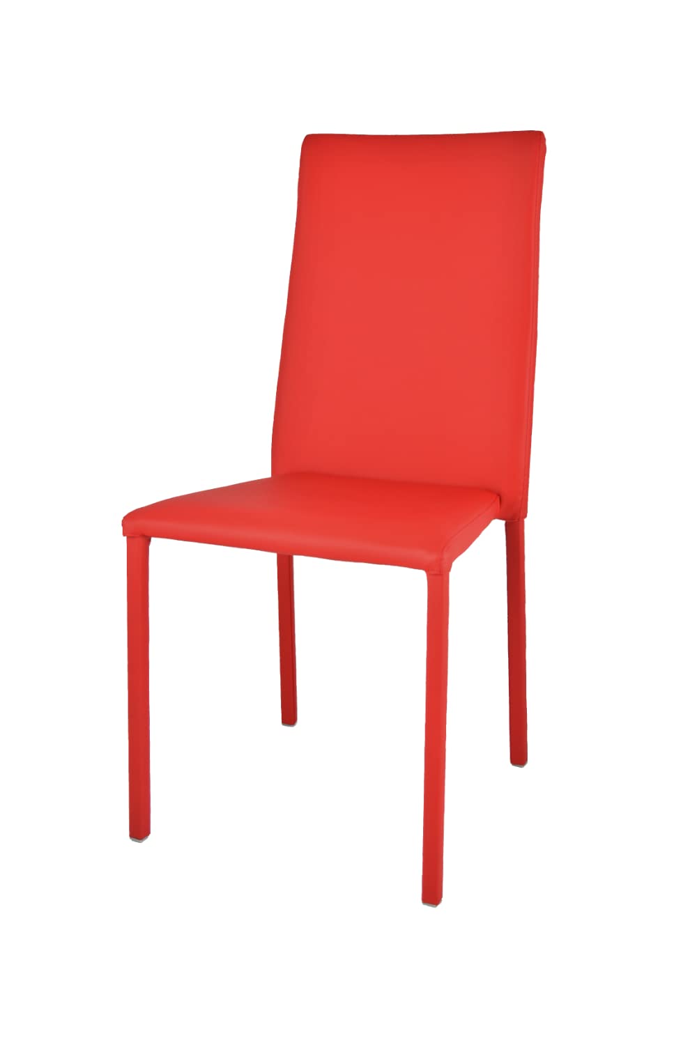 TommyChairs Julia Stackable Chair - Red Faux Leather Upholstered Steel Frame Dining Chair for Kitchen, Restaurant, Bar & Home Use - Durable & Comfortable Seating Solution