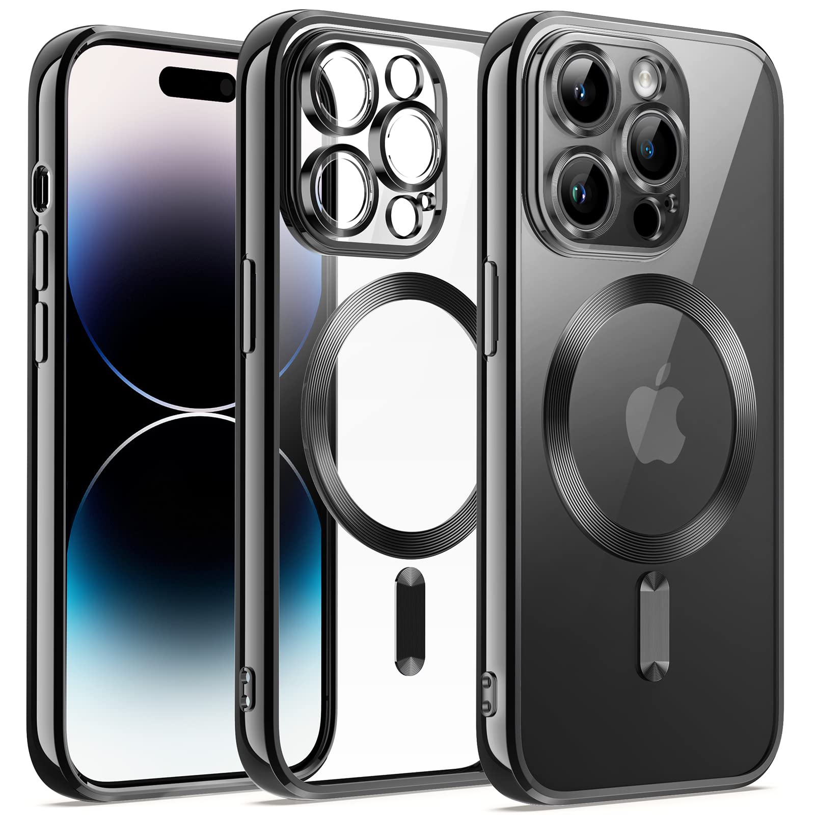 JETech Soft Clear Case for iPhone 14 Pro Max 6.7-Inch - Shockproof TPU Phone Cover with Full Camera Protection & MagSafe Wireless Charging Compatible (Black) - Perfect for Daily Use, Travel & Outdoor Activities