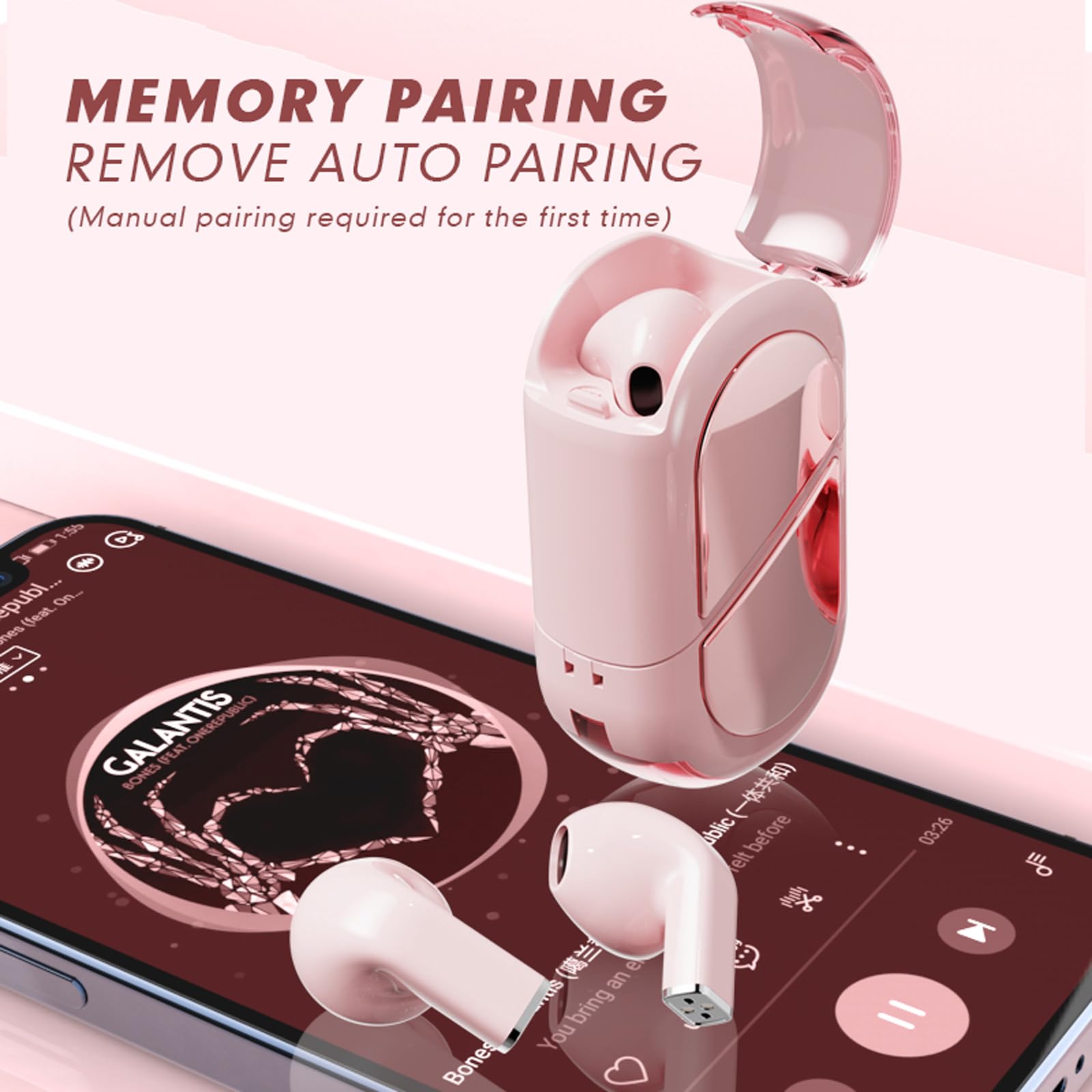 Cute Wireless Earbuds for Girls & Women - Small Mini Bluetooth Earbuds for Small Ears, Rose Gold Kawaii Invisible Earphones Compatible with iPhone & Android - Perfect for School, Workout & Daily Use