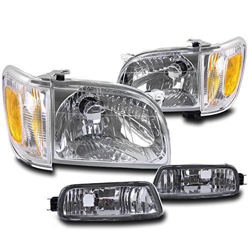 Replacement Chrome Headlights & Corner Bumper Lamps for 2001-2004 Toyota Tacoma Pickup Truck - Durable Aftermarket Upgrade for Night Driving & Off-Road Use
