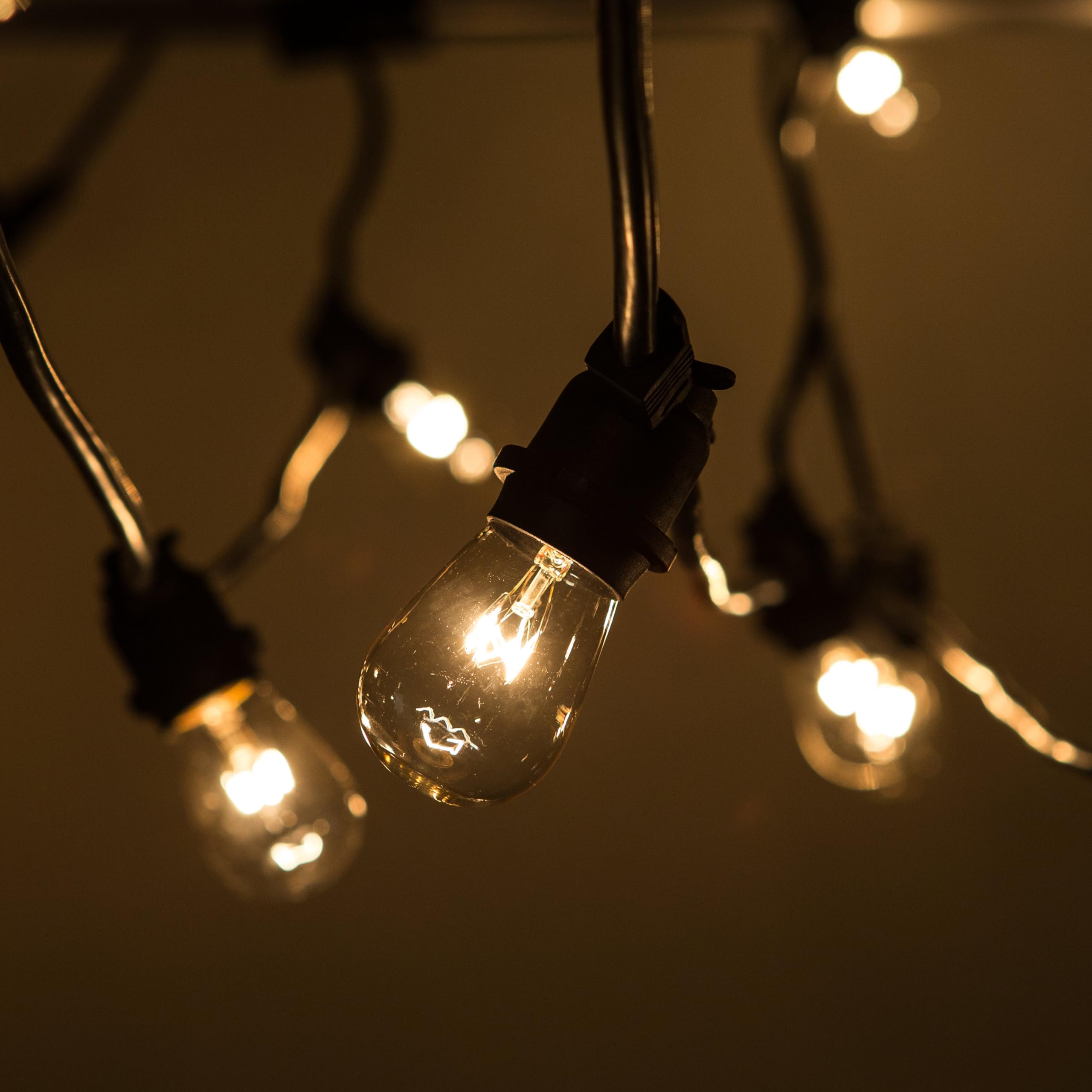 Hometown Evolution Commercial E26 String Lights - 50ft 25 Socket Outdoor/Indoor LED Bulb String Lights with 16 Gauge Wire & S14 11W Clear Bulbs - Perfect for Patio, Garden, Wedding, Party Decorations