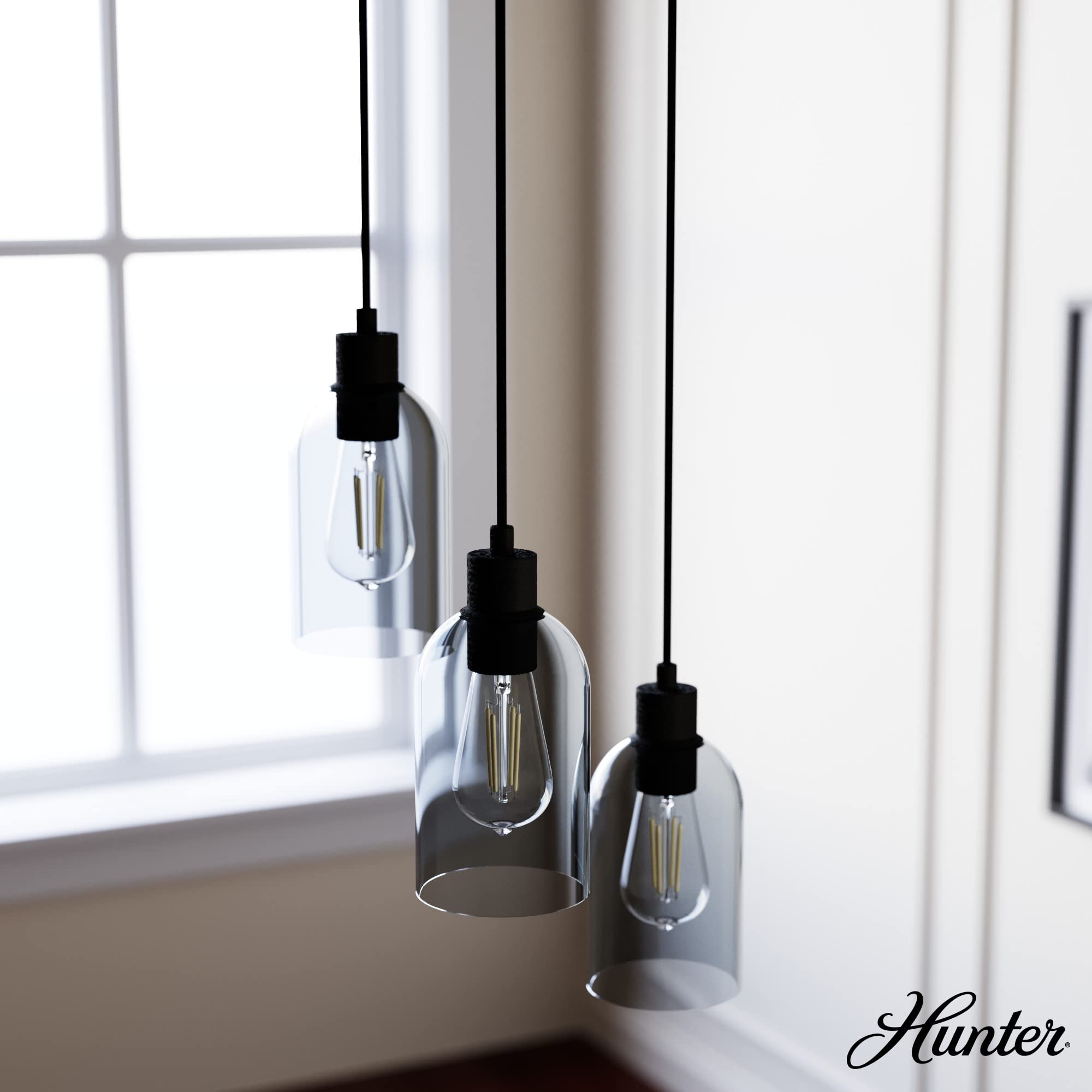 Hunter Fan Company 19719 Lochemeade 5-Light Cluster Pendant Ceiling Light Fixture - Natural Iron Finish - Perfect for Dining Room, Kitchen Island or Entryway Lighting