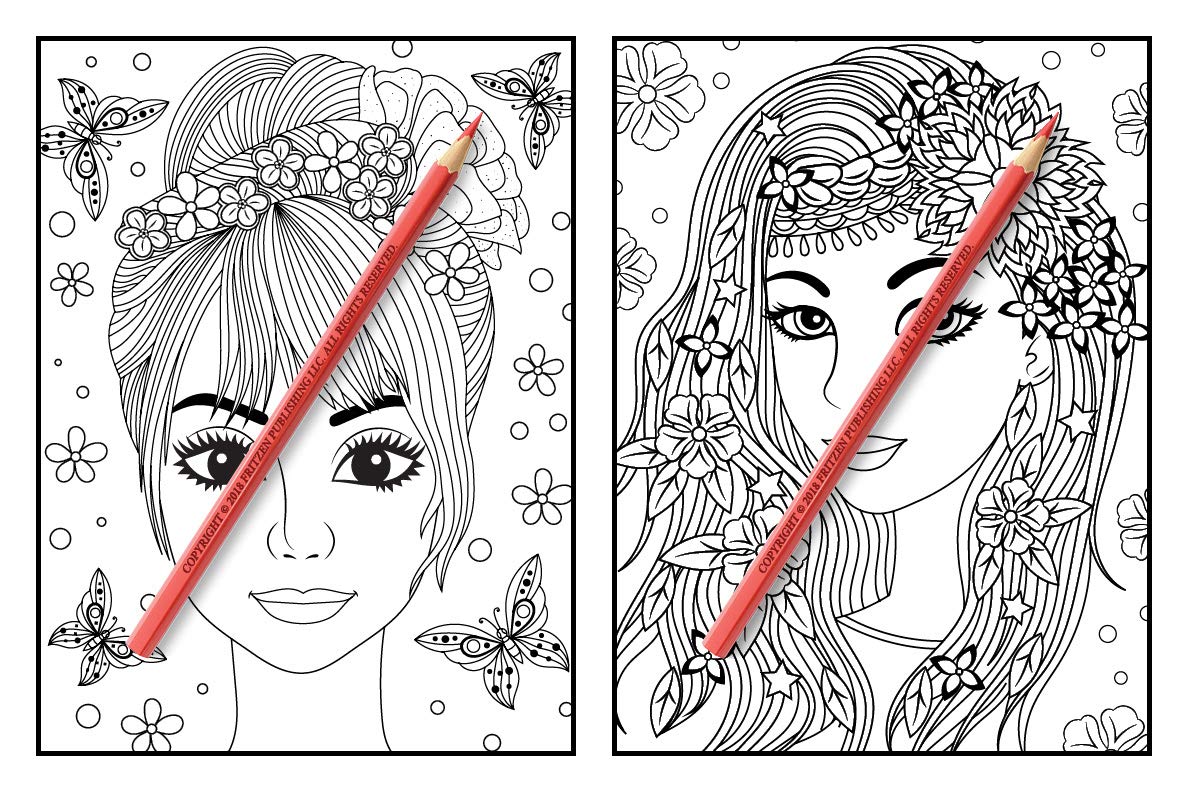 Flower Girls: Cute Manga Adult Coloring Book with Fun Hairstyles & Beautiful Floral Patterns | Stress Relief & Relaxation for Women | Perfect for Art Therapy, Mindfulness & Creative Hobbies