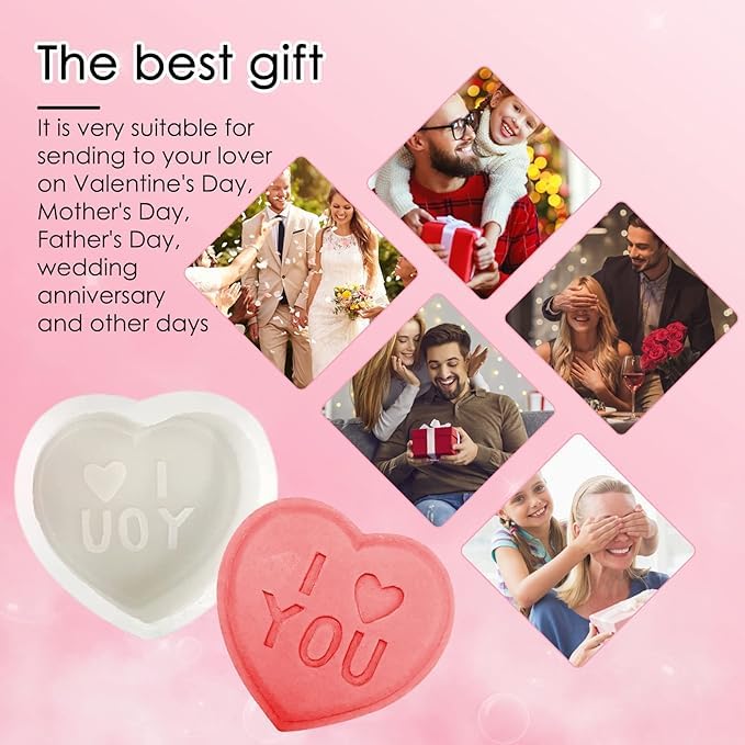 Keshav Creations 3D Silicone Heart Shaped Candle Mold - DIY Candle, Soap, Chocolate & Candy Making Kit for Mother's Day, Birthday & Home Decor - Perfect for Handmade Gifts & Romantic Decorations (I Love You Design)