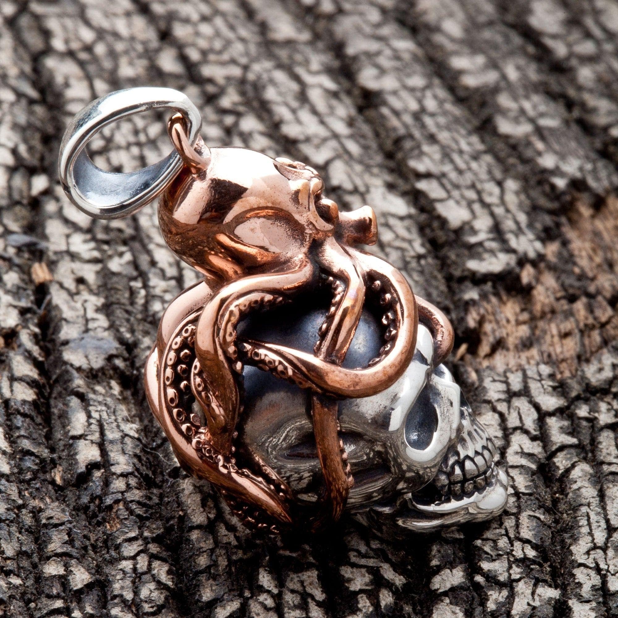 Gothic Octopus Skull Sterling Silver Pendant Necklace - Unique Dark Jewelry for Men & Women - Perfect for Halloween, Gothic Fashion & Alternative Style