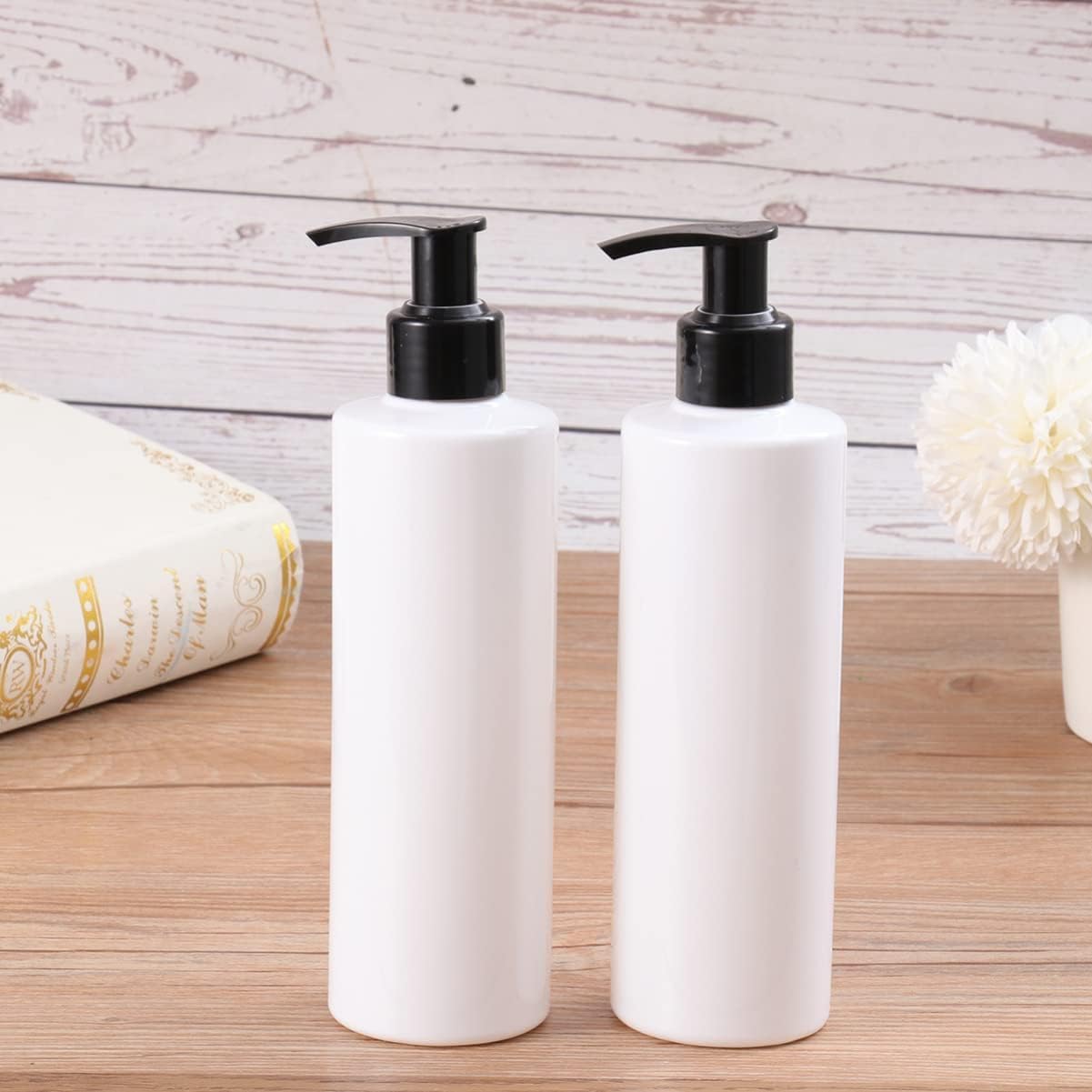 Refillable Empty Pump Bottles 200ml (3-Pack) - Portable Cosmetic Dispenser for Makeup, Skincare Lotion, Shampoo & Perfume | White Bottle with Black Pump Lid | Ideal for Travel, Gym & Home Use