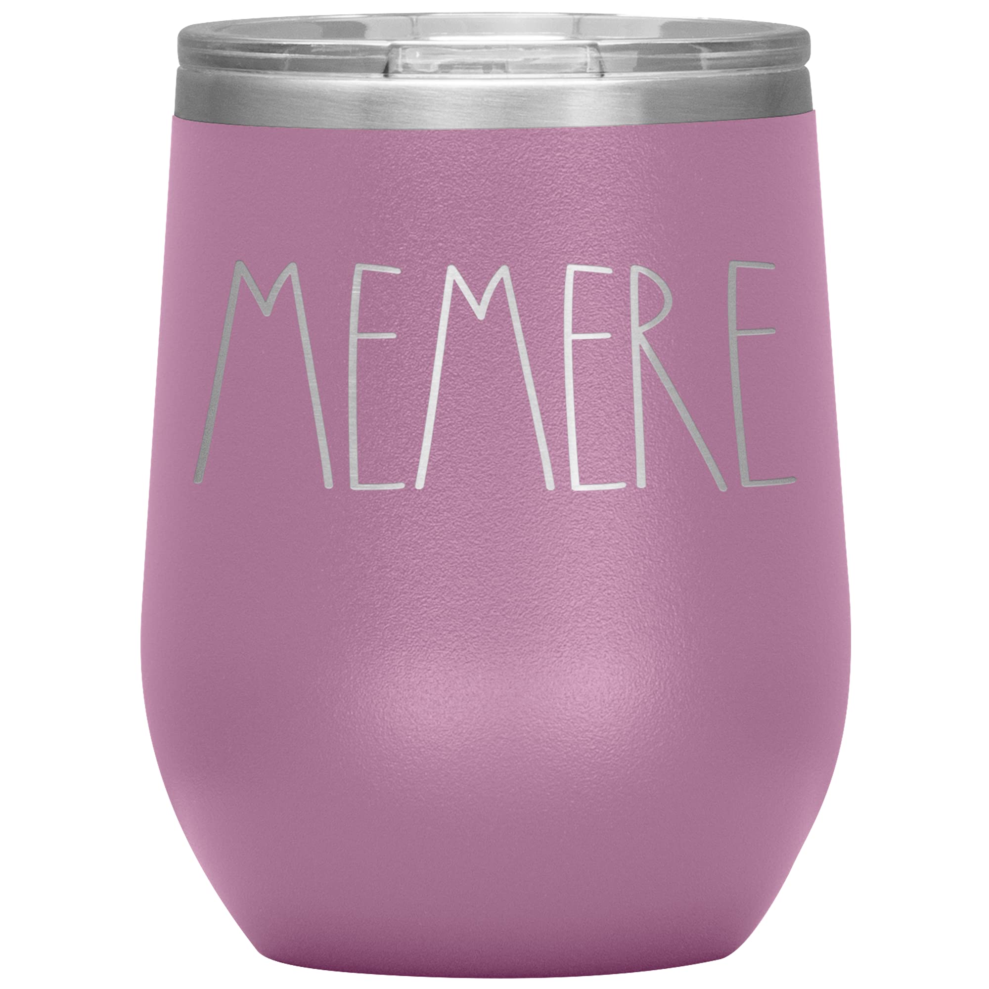 Memere Wine Tumbler with Lid & Straw - 12oz Insulated Stainless Steel Cup (12 Colors) - Perfect Christmas, Birthday, Mother's Day & Father's Day Gift for Memere - Great for Coffee, Tea & Wine at Home, Office or Travel (Light Purple)
