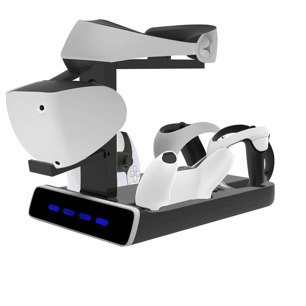 HikTop PSVR2 PS5 Controller Charging Station with VR Headset Stand for PlayStation VR2 - Perfect for Gaming Setup & VR Accessories Storage