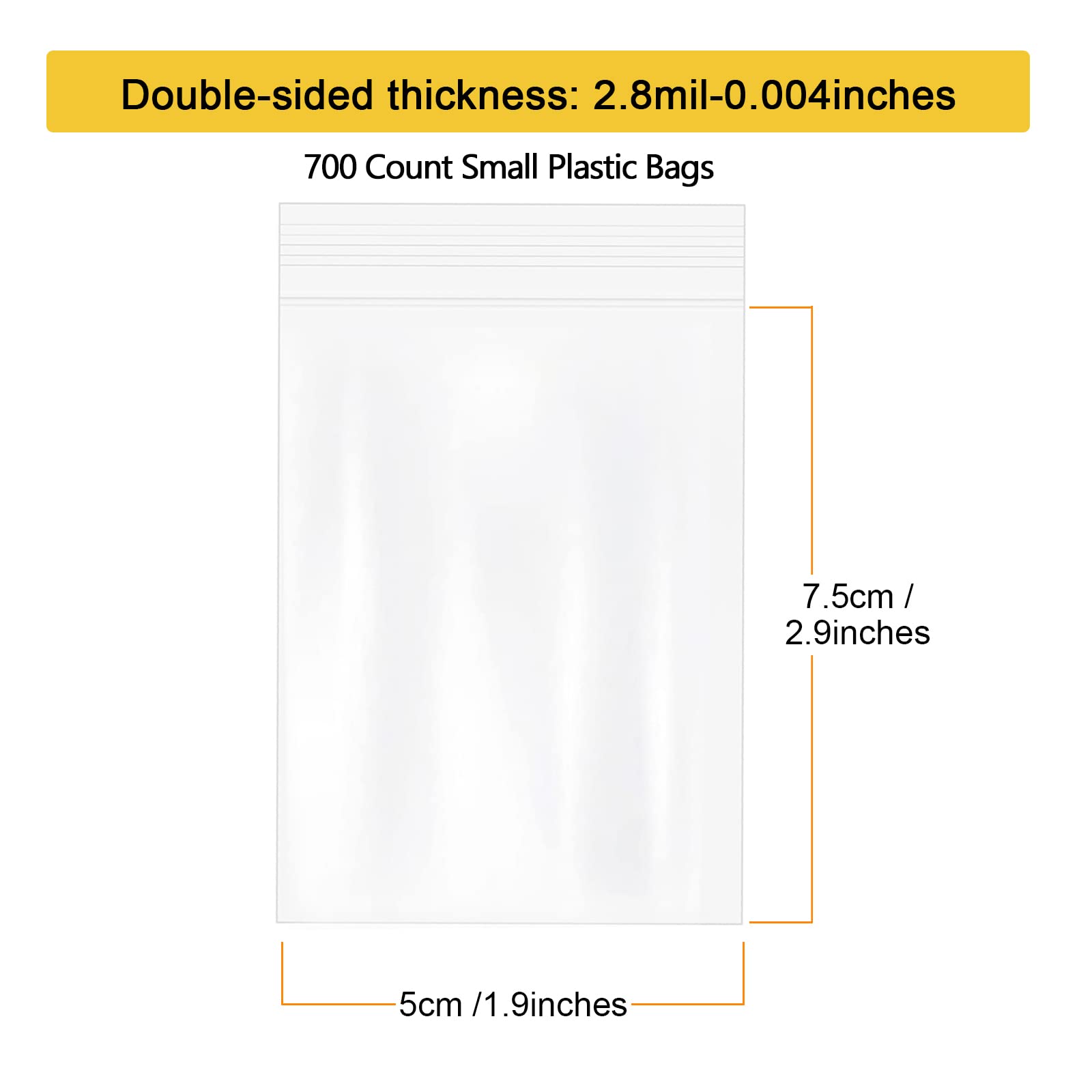 700 Count 2x3 Inch Small Plastic Bags - 2.8 Mil Resealable Clear Zip Bags for Jewelry, Screws, Pills & Small Parts Storage | Perfect for Crafting, Organizing & Retail Packaging