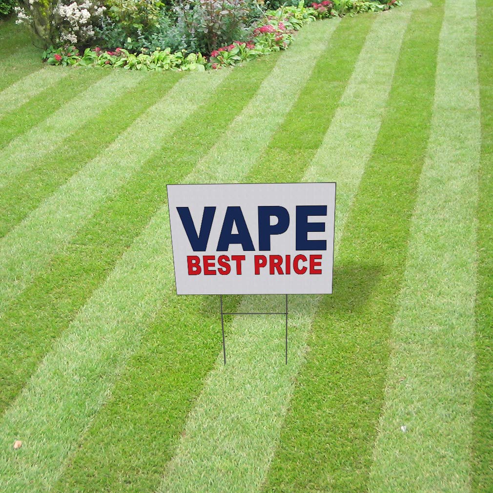 24x18 Inch Weatherproof Double-Sided Yard Sign - Custom Vape Business & Lawn/Garden Advertising - Durable Outdoor Signage for Retail Promotions, Events & Home Decor (Blue/Red Options)