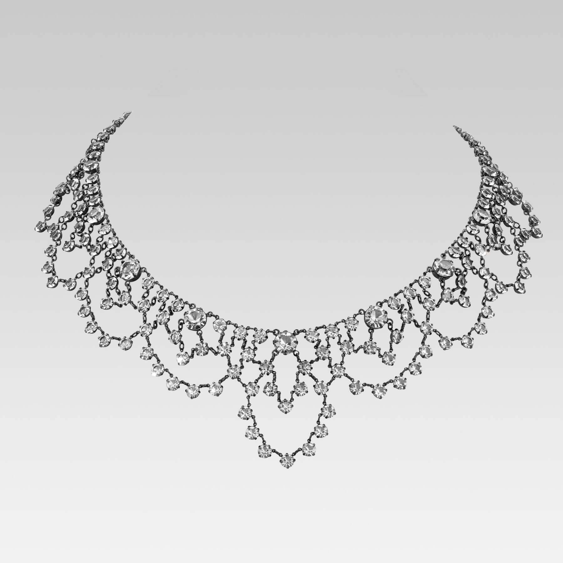1928 Jewelry Austrian Crystal Draped Scalloped Necklace 16