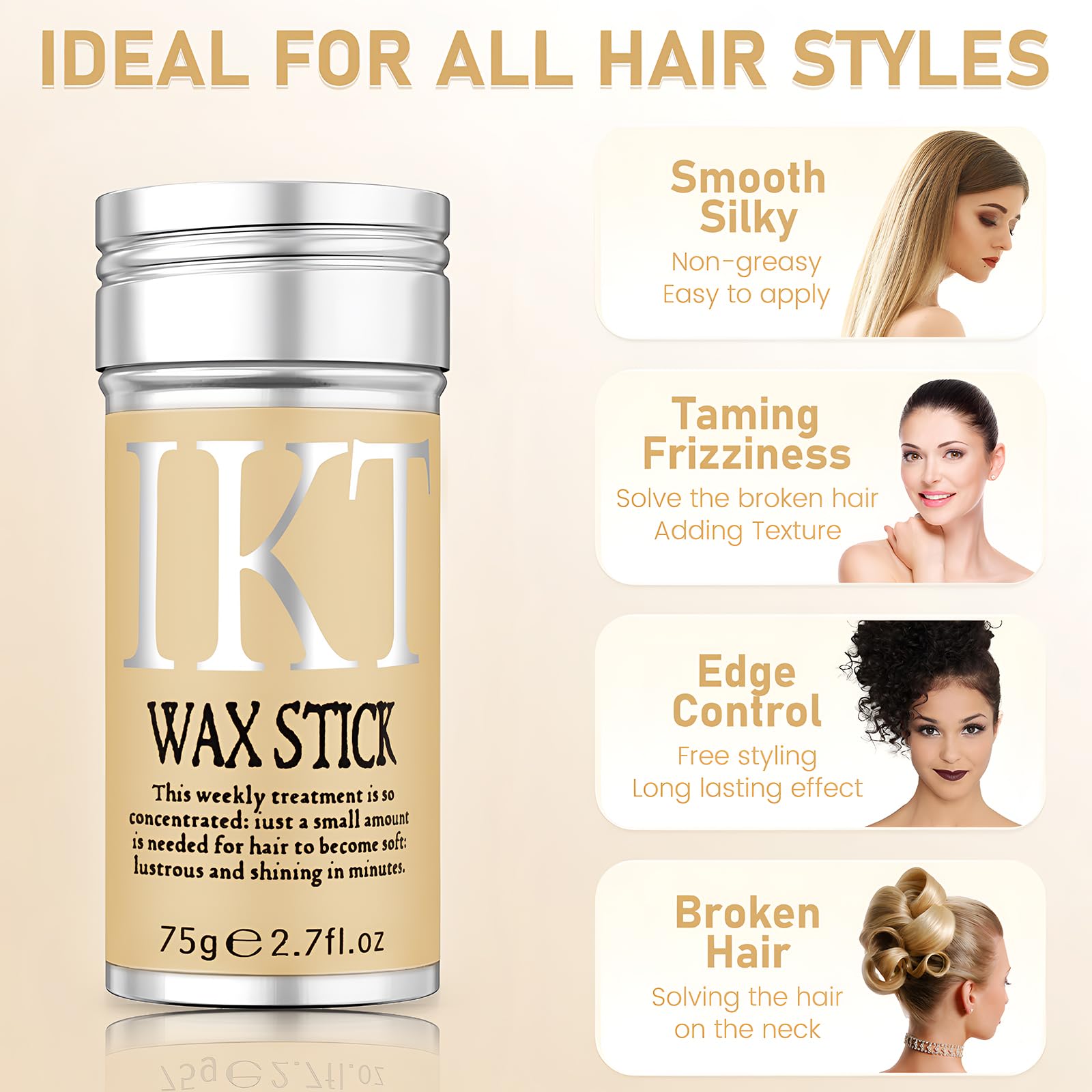VOLLUCK Hair Wax Stick for Wigs - 2 Pack Edge Control Slick Stick Hair Pomade (2.7oz) | Non-Greasy Styling Wax with Strong Hold & Long Lasting Formula | Perfect for Taming Frizz & Styling Edges on Wigs, Weaves & Natural Hair | Great for Daily Use & Special Occasions