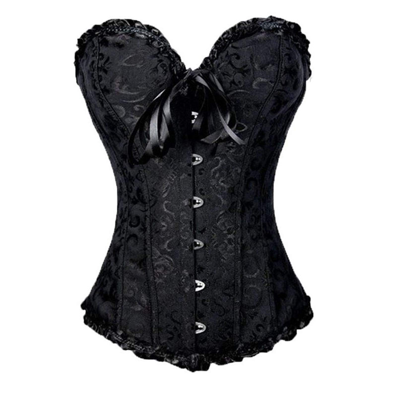 Women's Floral Lace Up Corset Overbust Lingerie - Waist Cincher Shapewear Top for Plus Size, Slimming Bustier | Perfect for Weddings, Date Nights & Burlesque Costumes