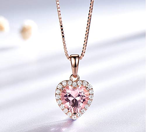 14K Rose Gold Plated Diamond Simulant Round Solitaire Pink Pendant Halo Necklace for Women - Adjustable Slider Chain, Valentine's Day Gift, Anniversary Jewelry (Heart/Dot/Butterfly Design) | Perfect for Date Nights, Weddings & Special Occasions