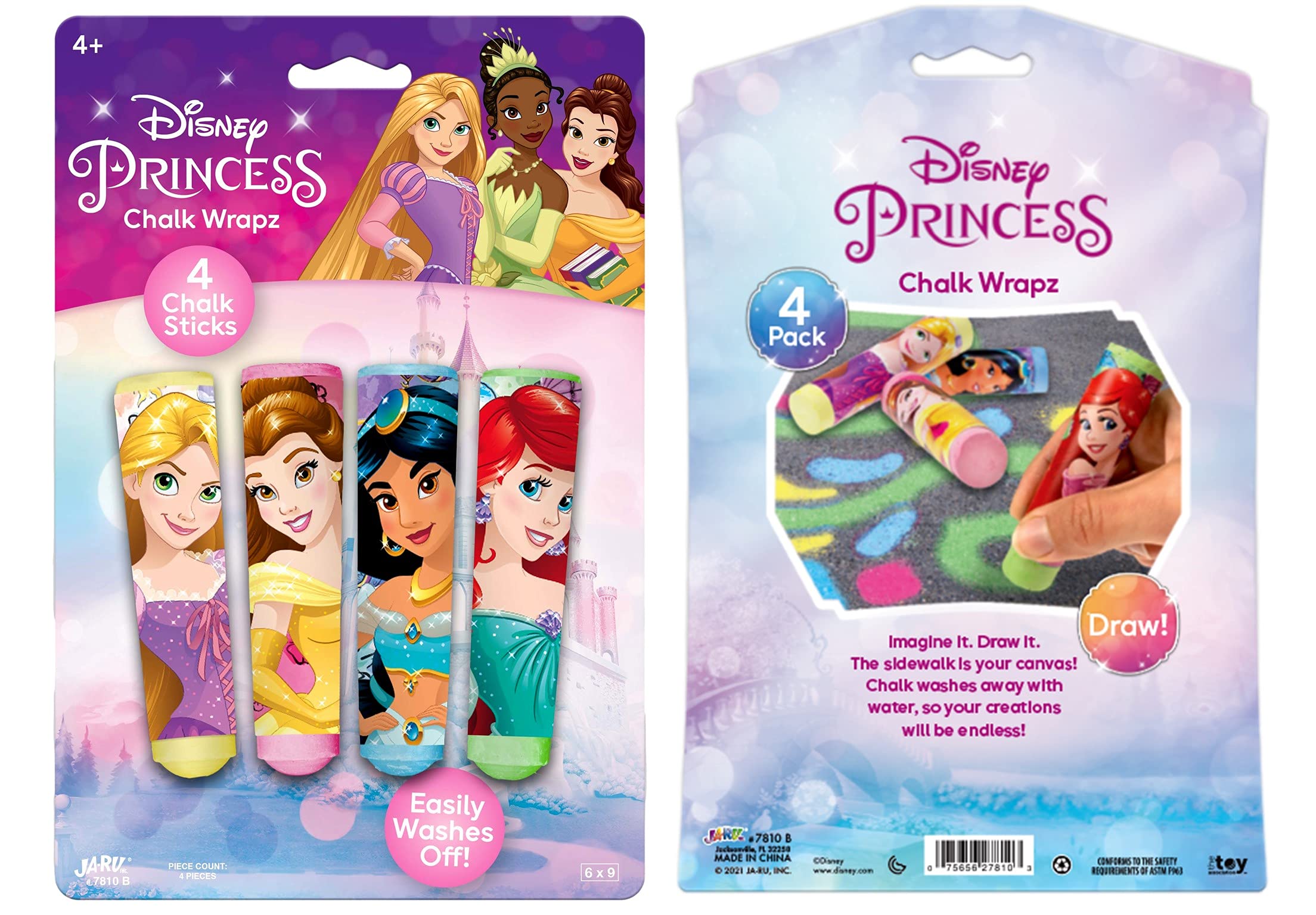 Disney Princess Jumbo Sidewalk Chalk Sticks - 12 Pack Non-Toxic Washable Outdoor Chalk for Kids | Bulk Art Supplies for Birthday Parties, Driveway Drawing & Backyard Play (B-7810-1)