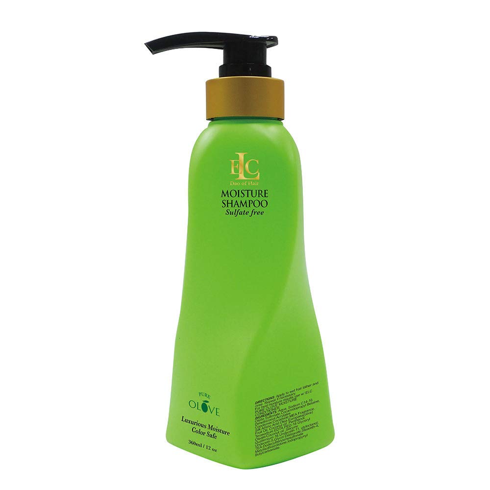 ELC Pure Olive Moisturizing Shampoo & Conditioner Set - 12 oz Each with Travel Pouch (3-Piece Bundle) for Soft, Hydrated Hair - Perfect for Travel, Gym & Daily Hair Care