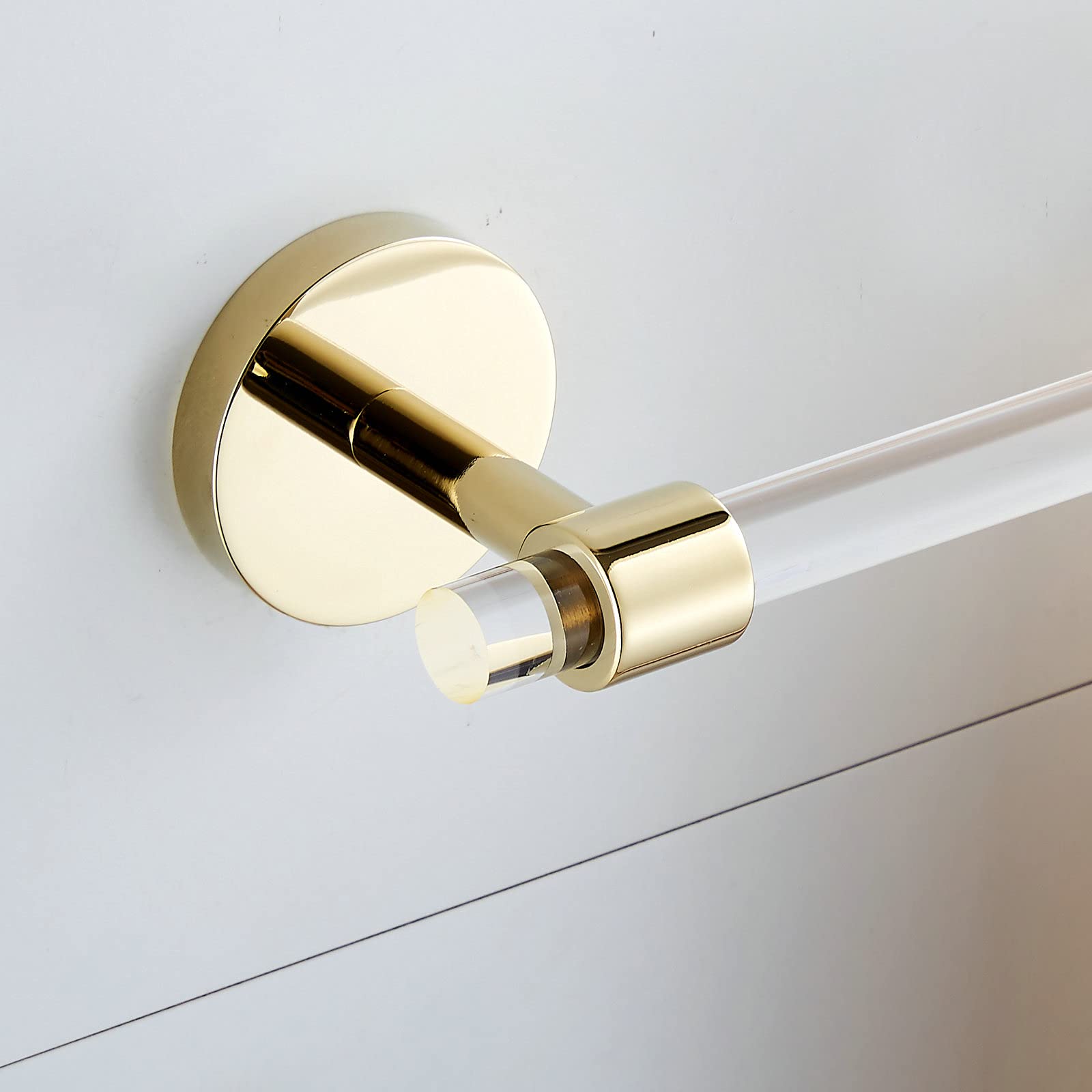 16 Inch Acrylic Gold Towel Bar - Modern Wall Mounted Bathroom Towel Rack Holder for Spa, Hotel & Home Decor (SHUNLI)
