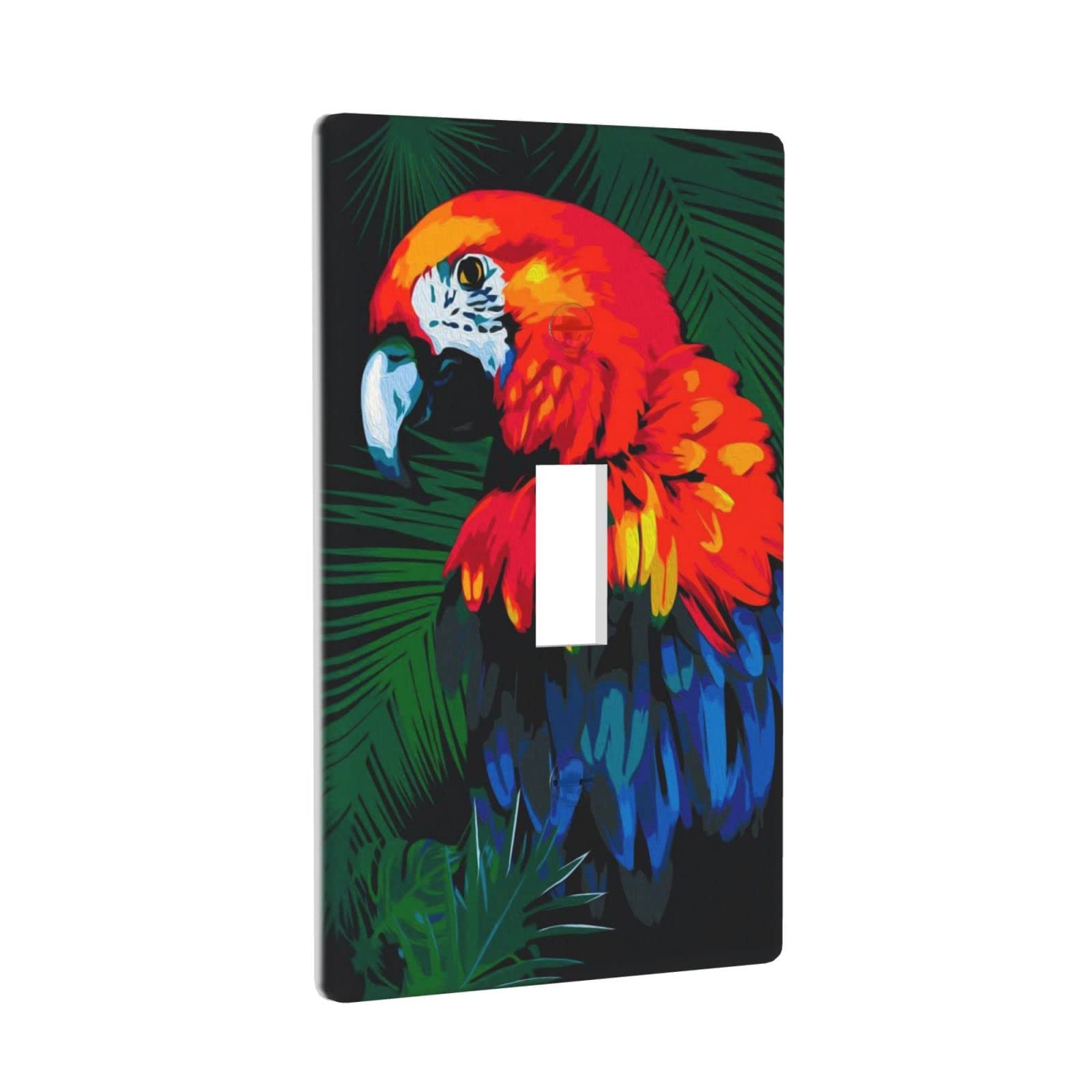 Parrot Wall Plate (4.5 x 2.7 Inch) - Durable Decorative Light Switch Cover for Single Toggle Switch - Tropical Bird Themed Outlet Cover - Perfect for Home, Bedroom, Nursery & Boho Decor
