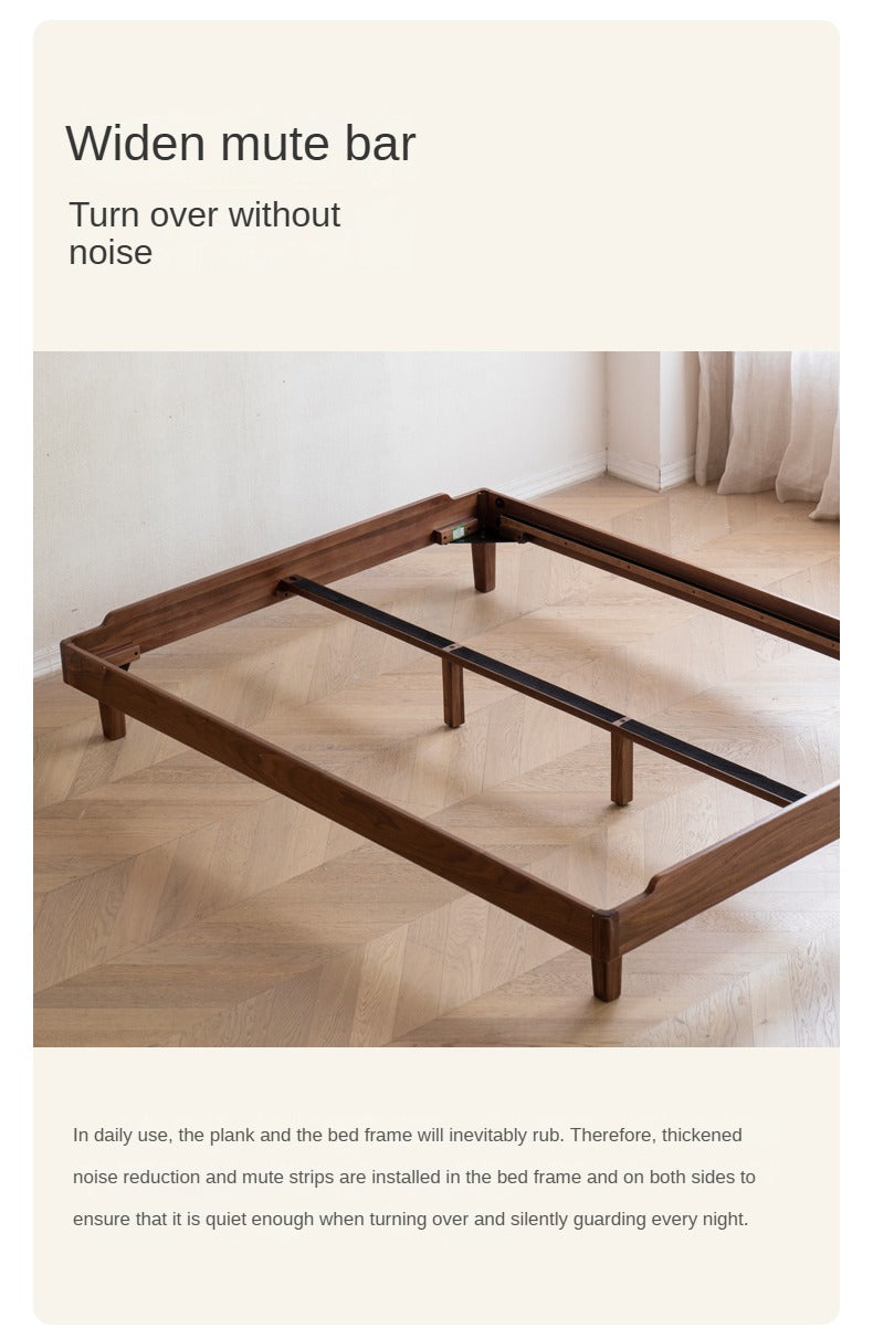Solid Wood Platform Bed in Black Walnut & Ash - Headboard-Free Modern Bed Frame for Bedroom, Guest Room, or Dorm