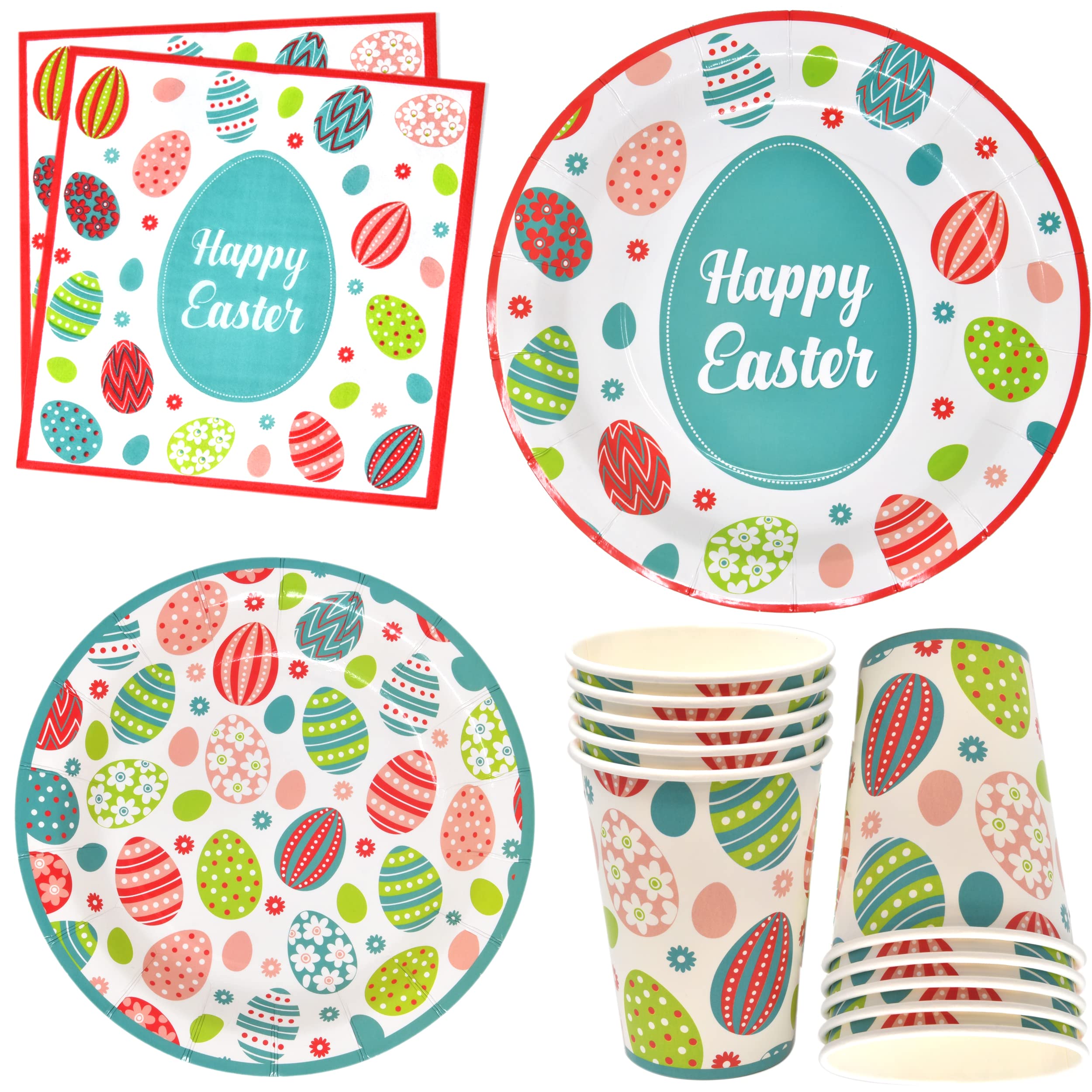 Easter Party Supplies - 24-Piece Disposable Tableware Set with 9