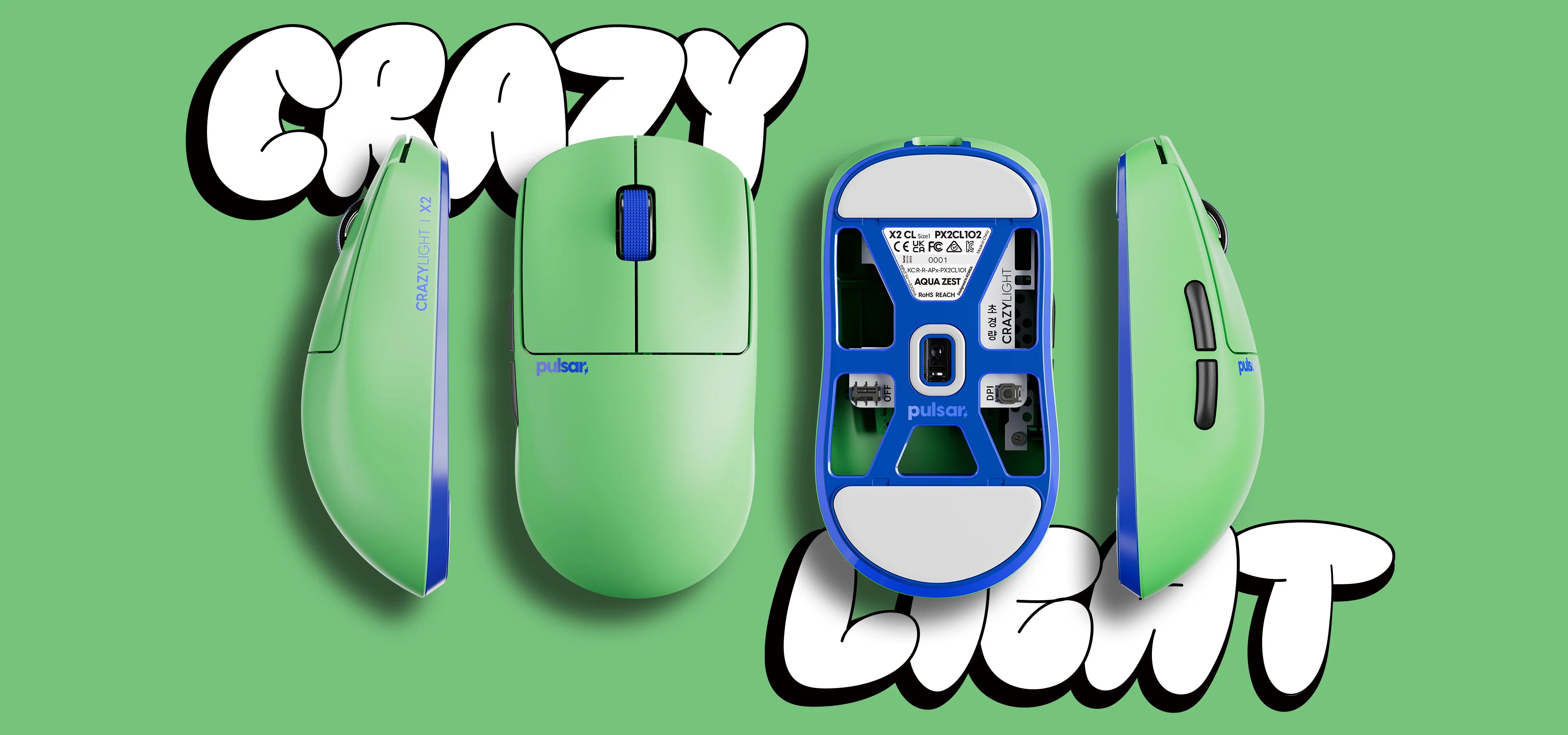 Pulsar X2 CrazyLight Wireless Gaming Mouse - Ultra Lightweight, Ergonomic Design for PC & Mac - Perfect for FPS, MOBA, and Esports Gaming