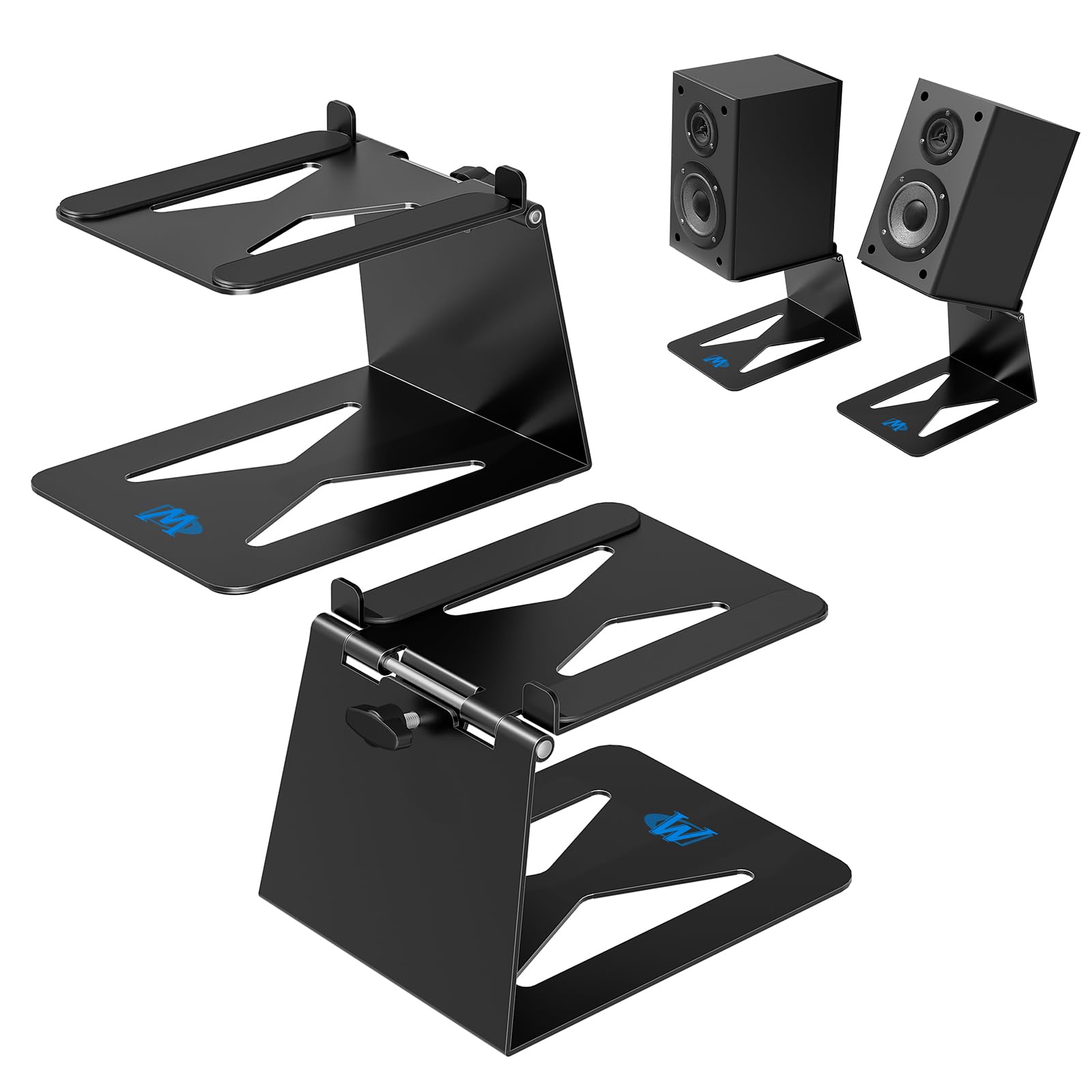 Mounting Dream Desktop Speaker Stands - Set of 2 Studio Monitor Stands with 15° Tilt & Anti-Vibration Pads, Holds up to 33 lbs - Perfect for Bookshelf Speakers, Surround Sound Systems & Home Studio Setups