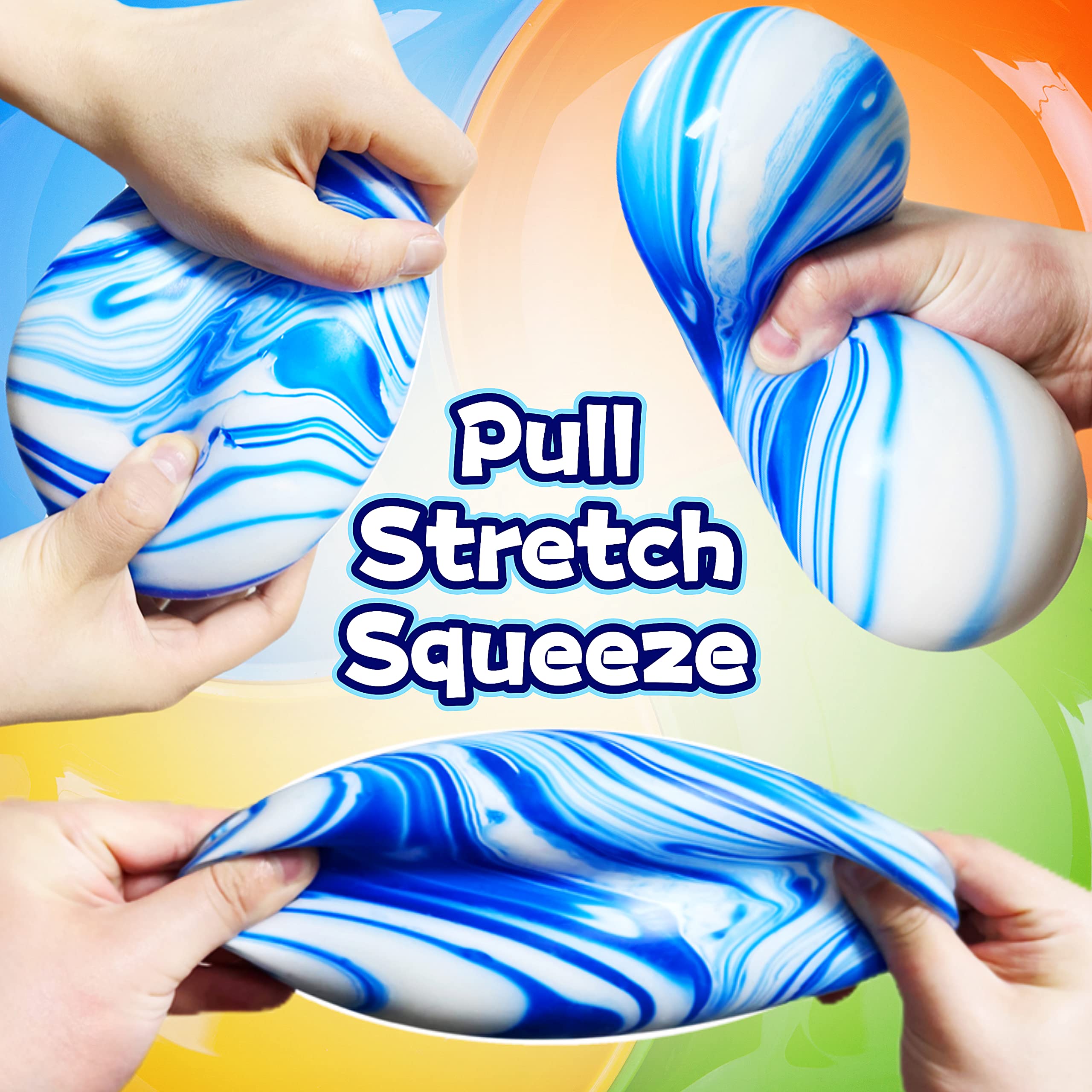Giant Stress Balls for Kids and Adults - Jumbo Squishy Fidget Toys for Anxiety Relief, Focus & Relaxation | Pull, Stretch & Squeeze Sensory Toys | Soft Dough Ball for Office, School, Therapy & Travel (Blue)