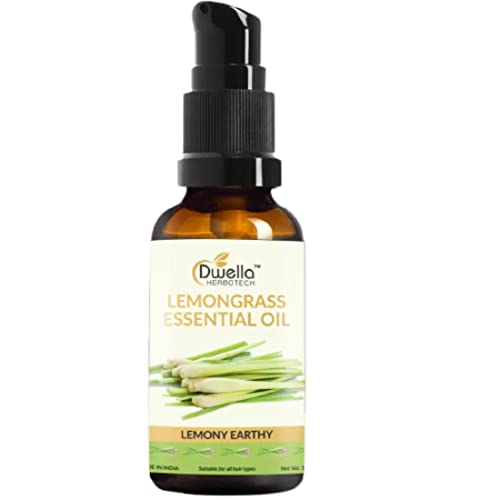 Dwella Herbotech 100% Pure Lemongrass Essential Oil - 30ml for Aromatherapy, Massage & Skin Care | Natural Stress Relief & Mood Booster