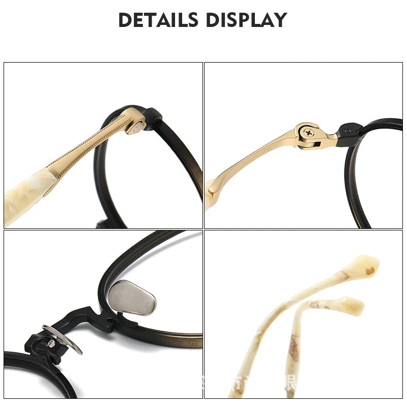 Black Mask Women's Full Rim Round Titanium Eyeglasses S808 - Lightweight & Durable Frame for Reading, Work, and Everyday Fashion