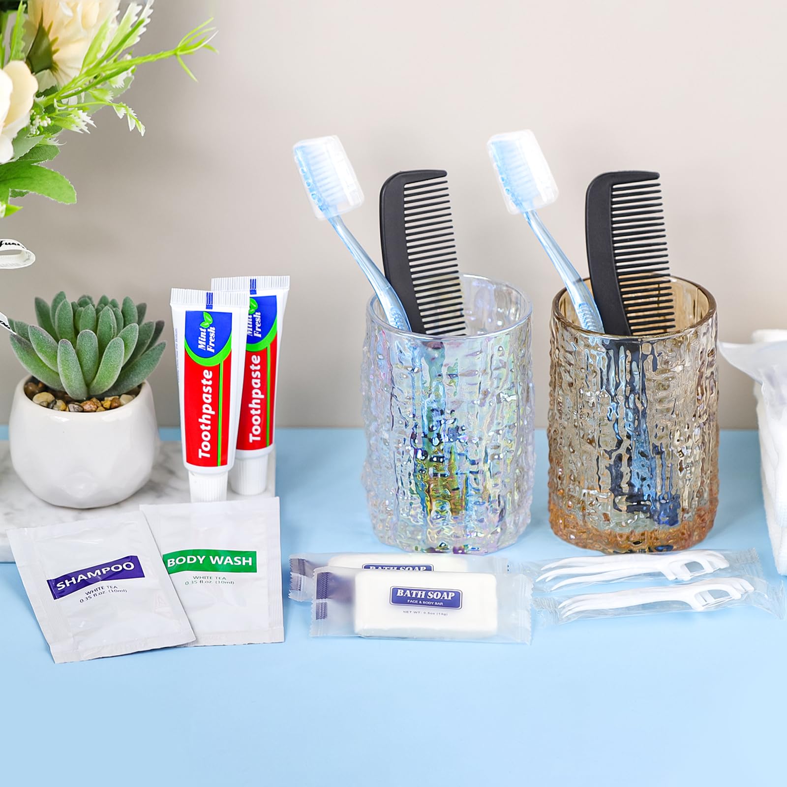 5-Piece Personal Hygiene Kit - Bulk Toiletry Essentials for Travel, Homeless Shelters & Charity (Includes Toothbrush, Toothpaste, Comb, Soap, Shampoo, Body Wash & Floss Picks) - Perfect for Emergency Kits, Donations & Business Travel Supplies