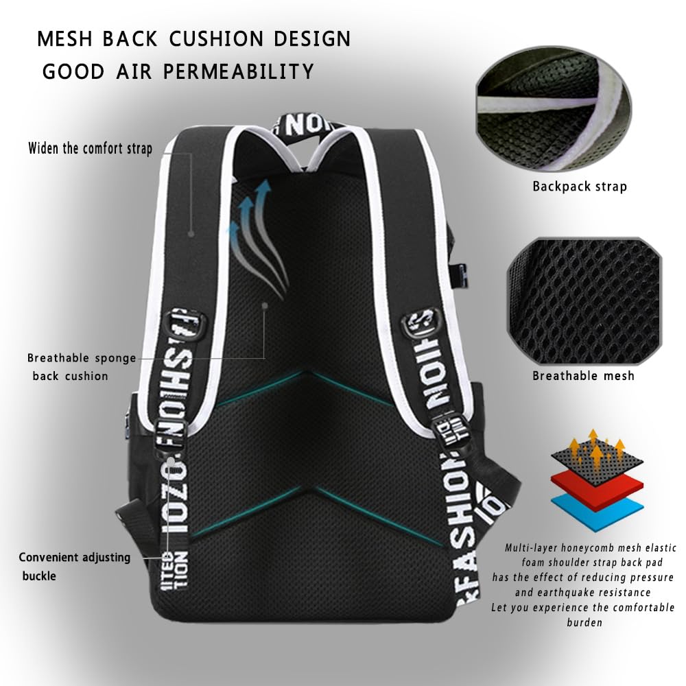 **Anime Luminous Backpack for Men & Women - 15.6 Inch Large Capacity Anti-Theft Laptop Backpack with USB Charging Port & Security Lock - Travel, School, Work & College Backpack**