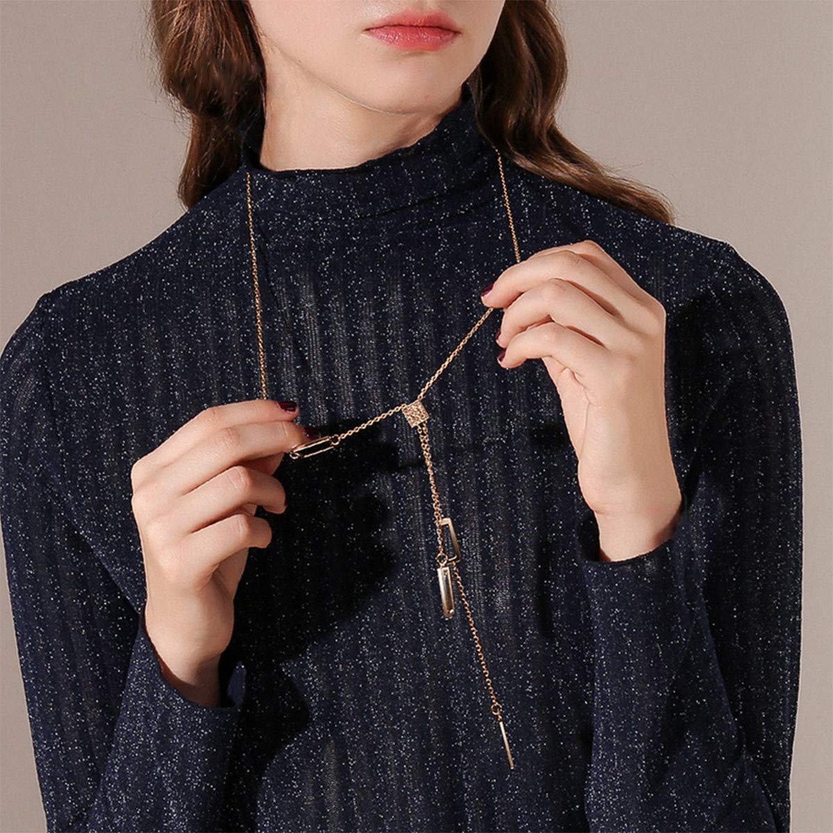 Elegant Long Sweater Chain Necklace for Women - Gold/Silver Pendant Necklace Jewelry for Wedding, Evening Party, Winter Outfits & Dressy Occasions | Charm Necklace Gift for Her | Fashion Accessories for Date Night, Office Wear & Holiday Outfits