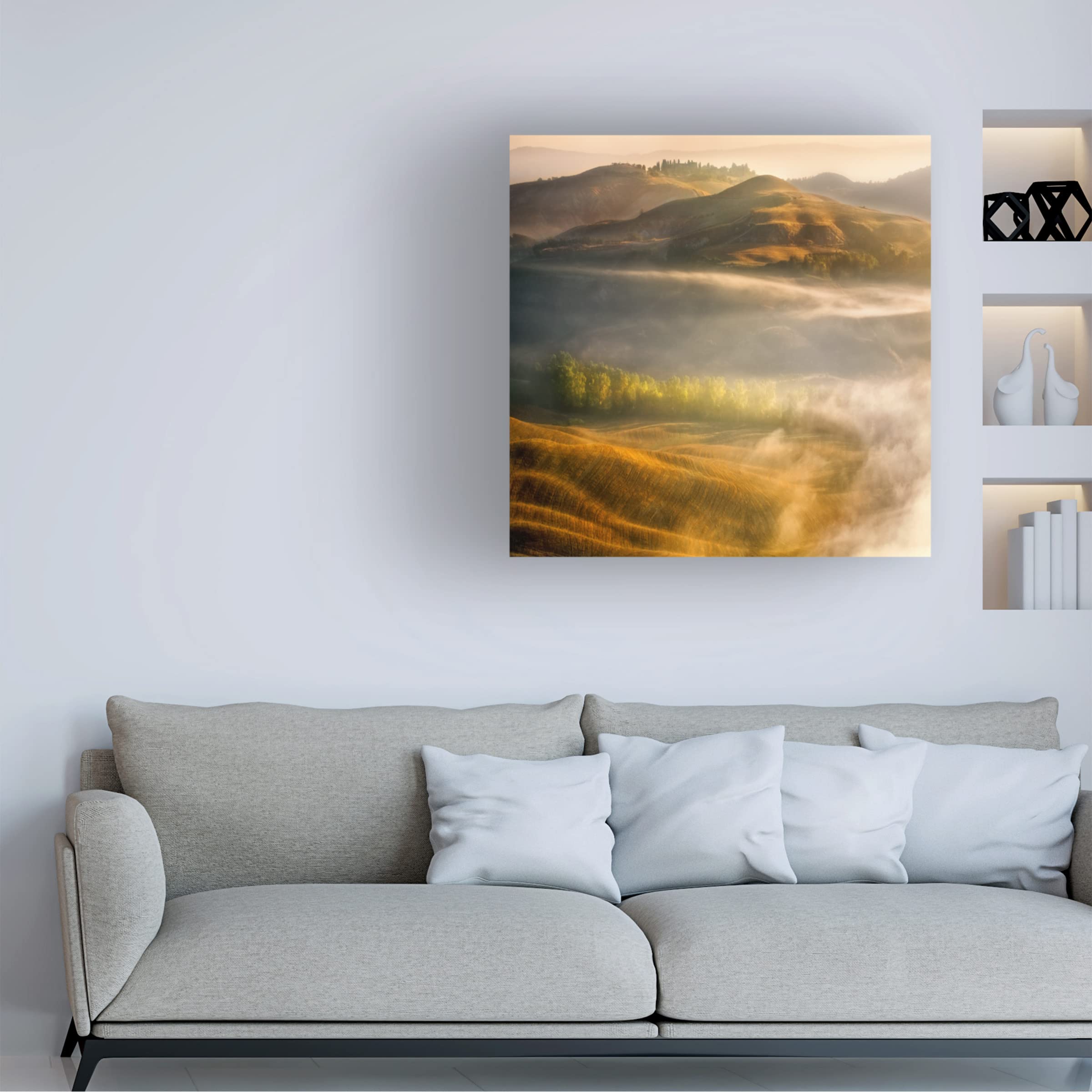 Trademark Fine Art 'Mists' Canvas Wall Art by Krzysztof Browko - Modern Abstract Landscape Painting for Living Room, Bedroom & Office Decor